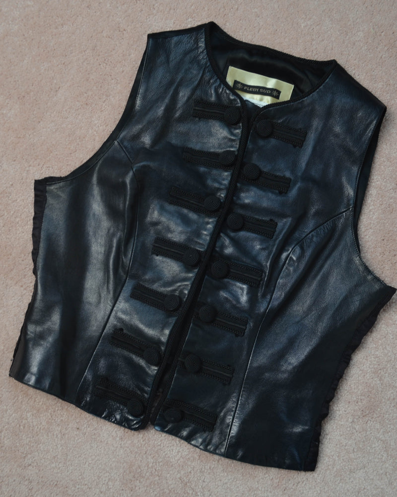 90s LEATHER MILITARY VEST