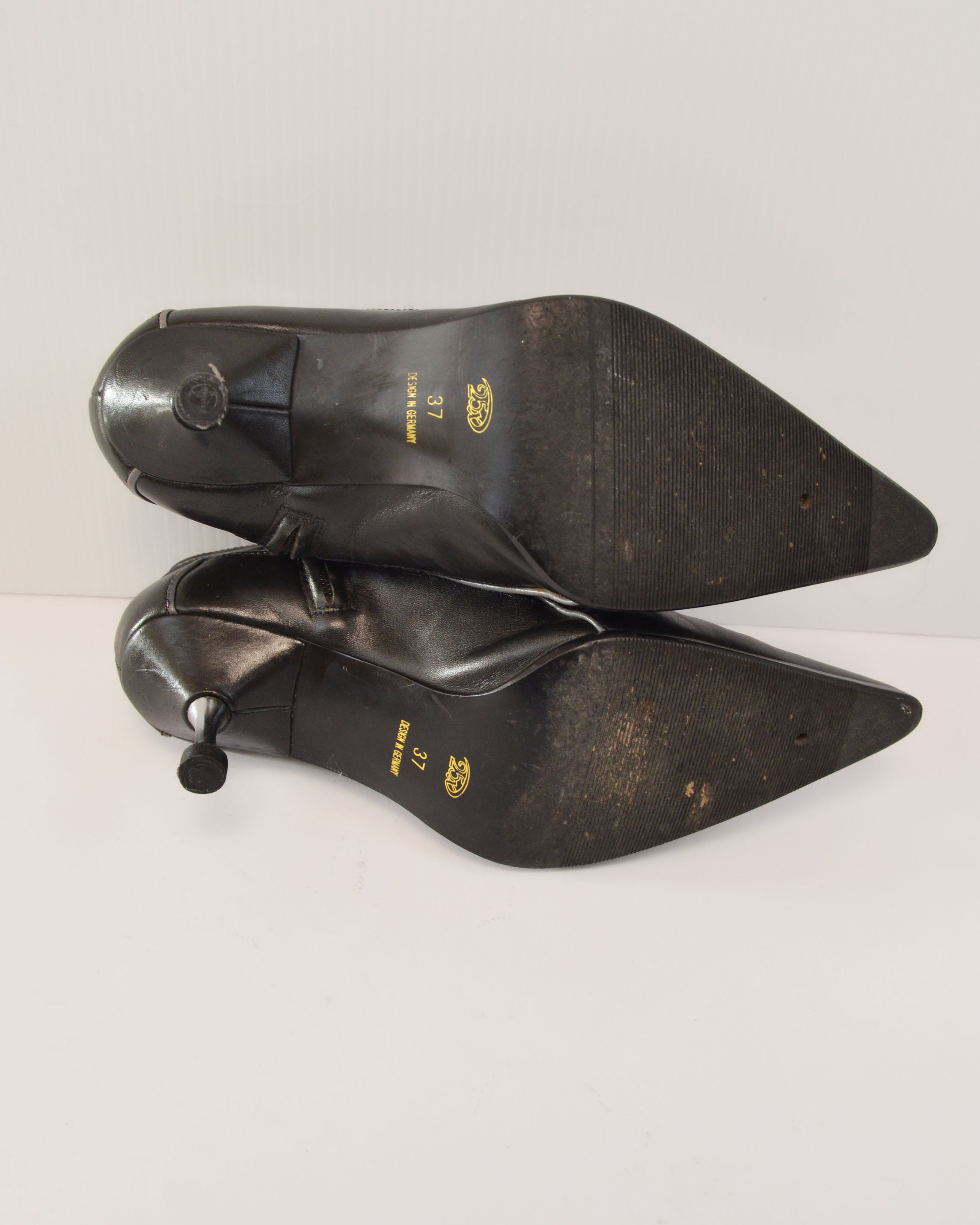 2000s GERMAN LEATHER MOTORCYCLE HEEL BOOTS