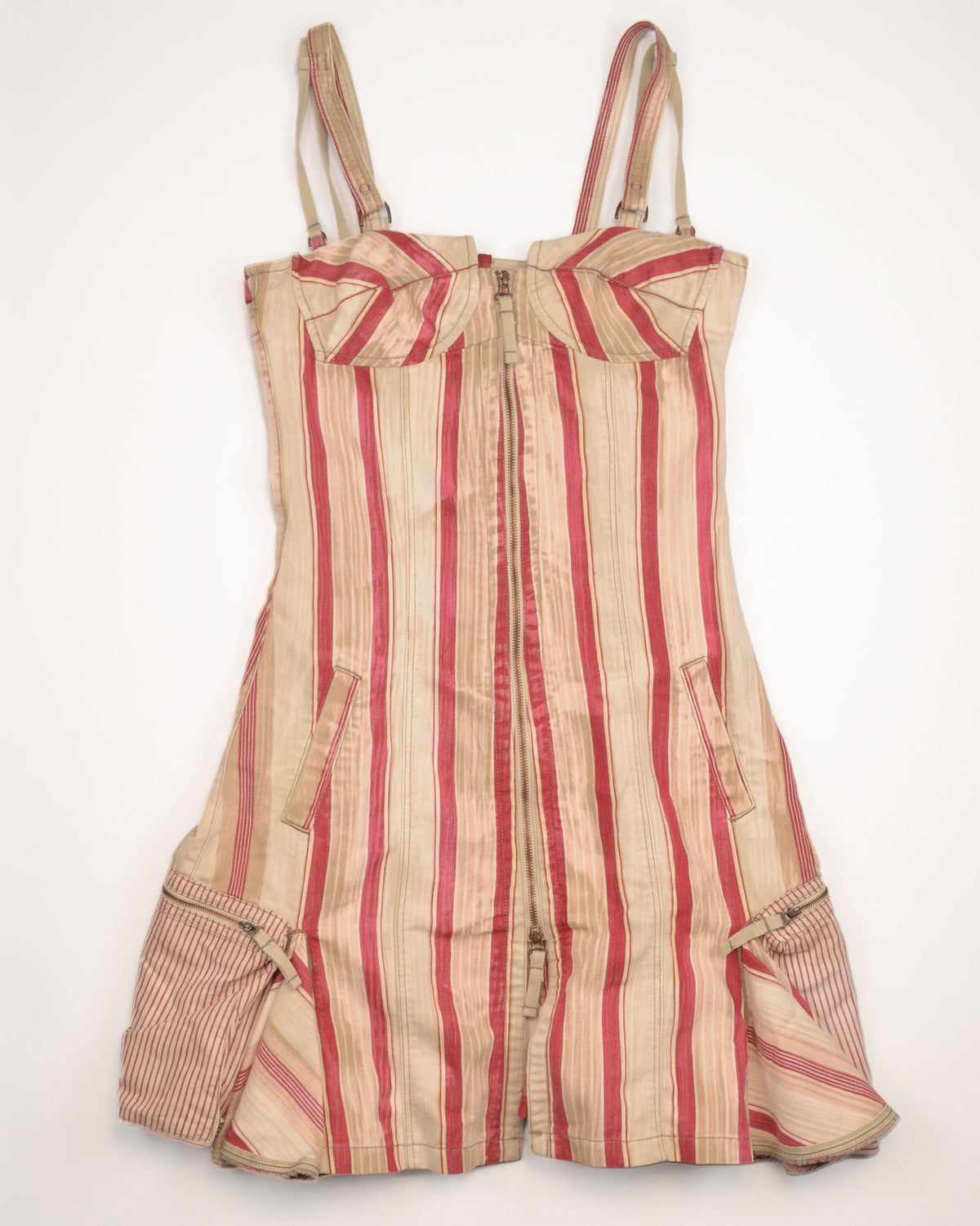 VINTAGE MARITHÉ FRANÇOIS GIRBAUD STRIPED CORSET MIDI DRESS