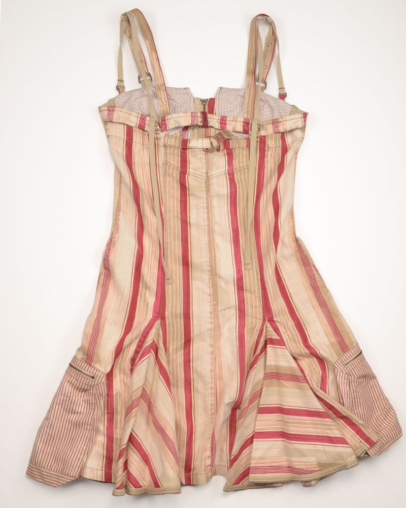VINTAGE MARITHÉ FRANÇOIS GIRBAUD STRIPED CORSET MIDI DRESS