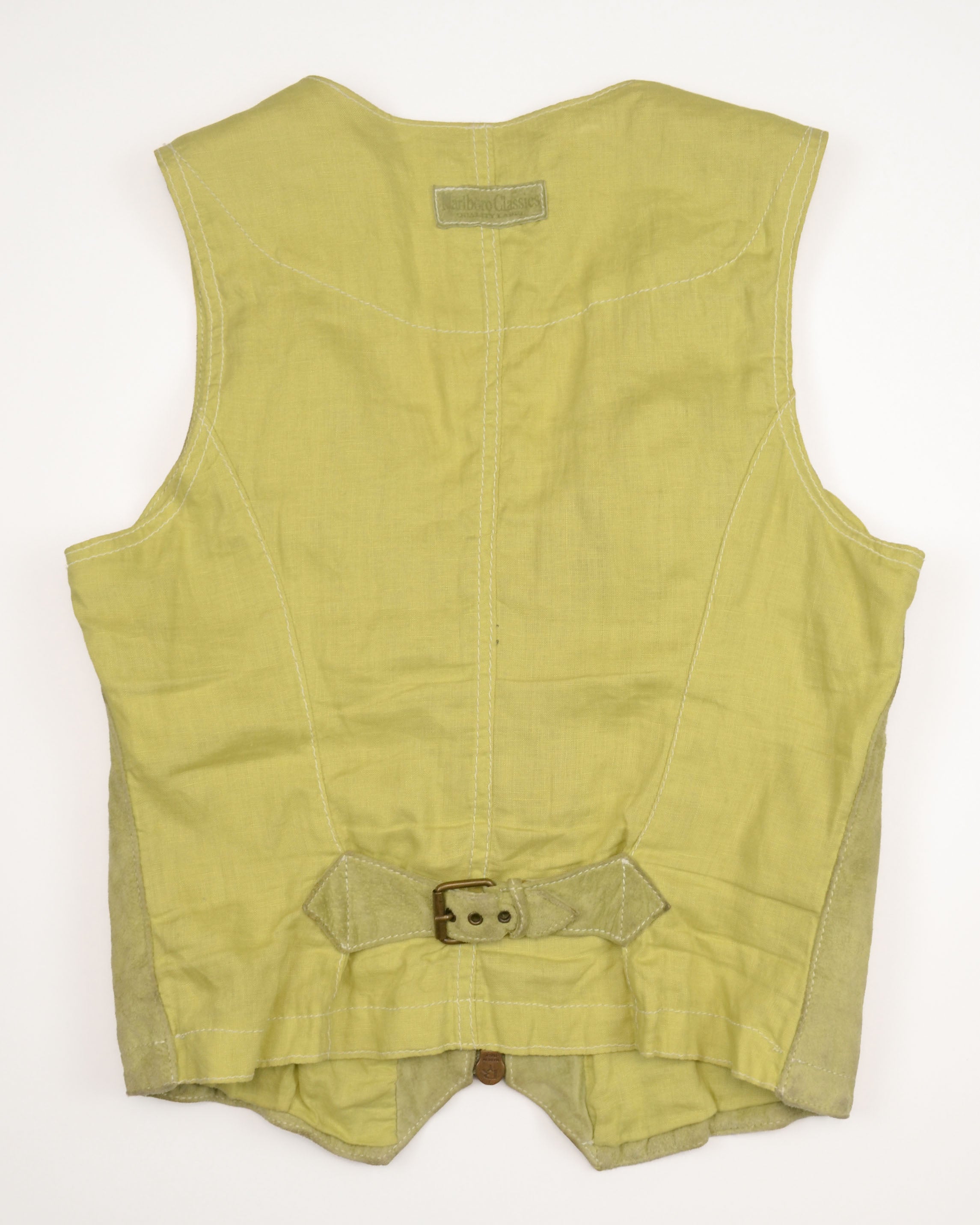 VINTAGE MARLBORO CLASSICS LIME GREEN SUEDE ZIP VEST