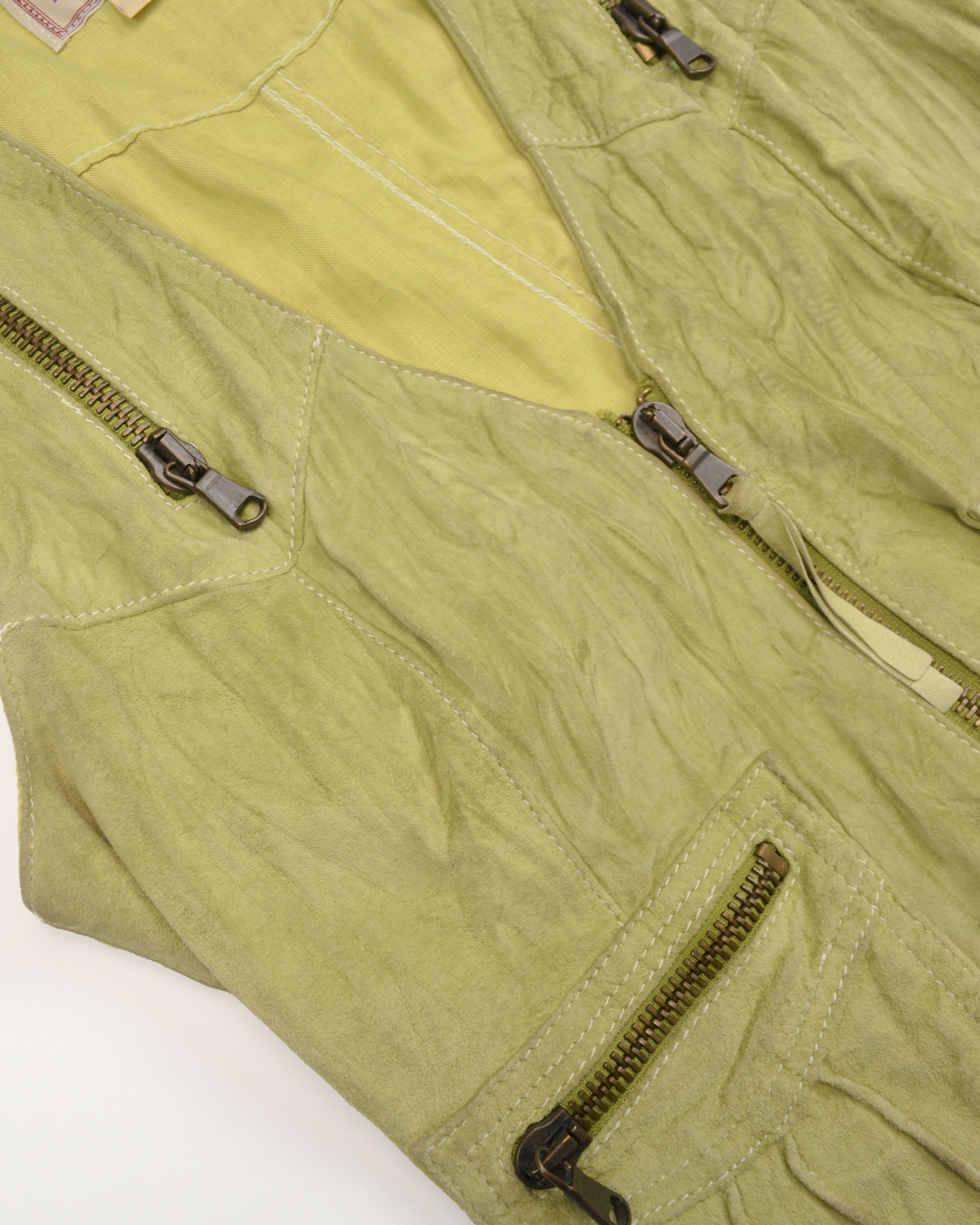 VINTAGE MARLBORO CLASSICS LIME GREEN SUEDE ZIP VEST