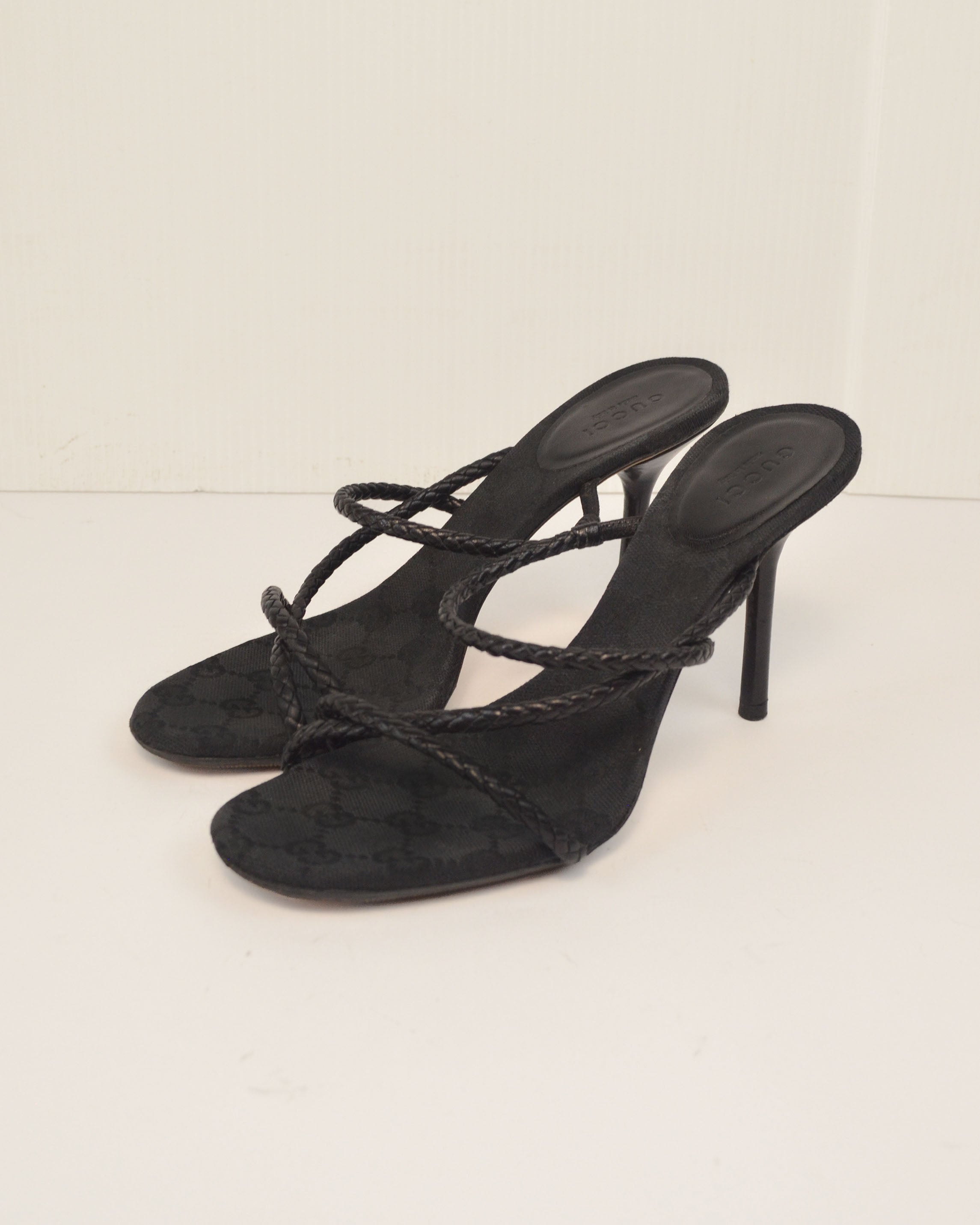 FALL WINTER 2002 GG MONOGRAM BRAIDED STRAP MULES