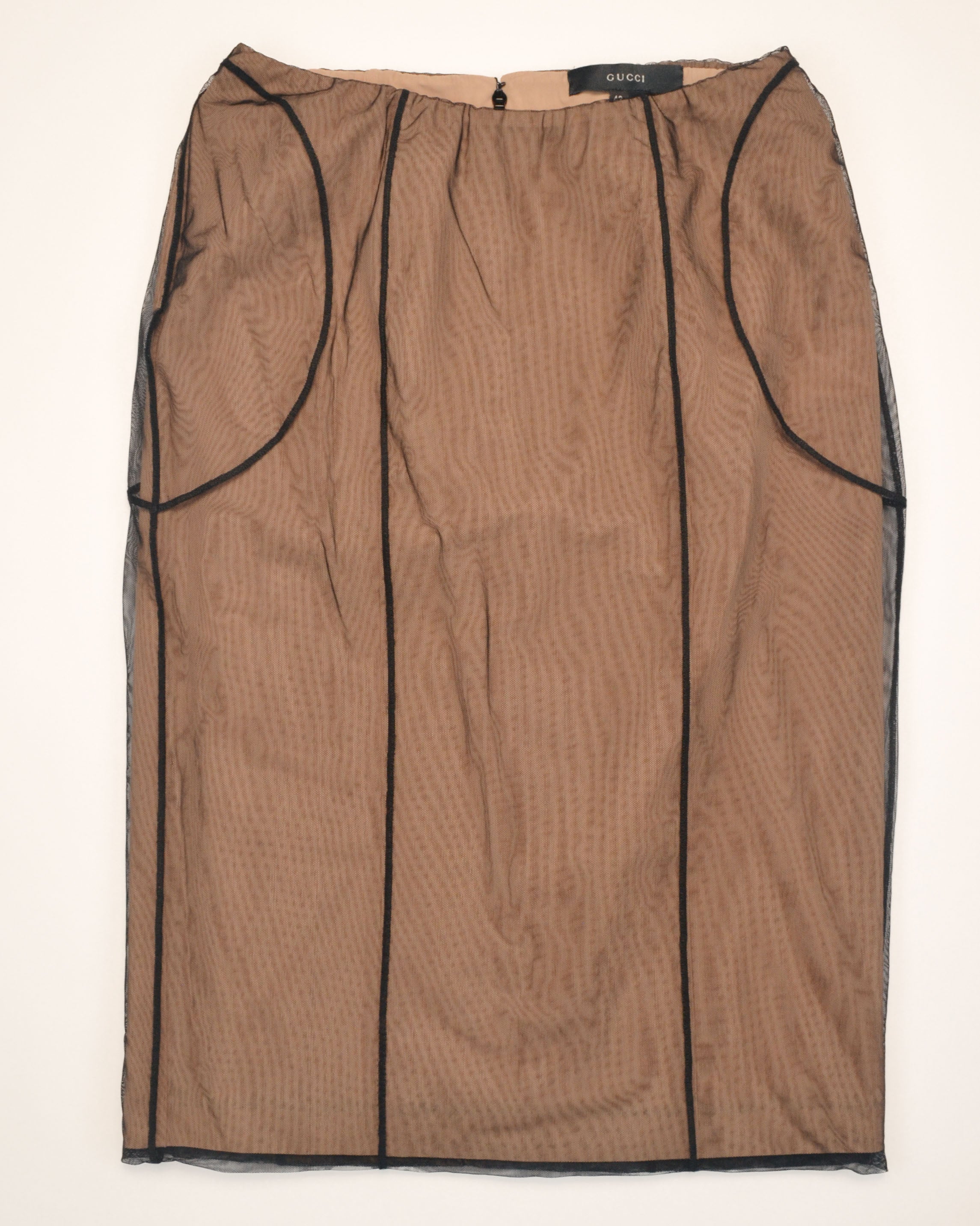 SPRING 2001 SHEER MESH PANELLED BODYCON SKIRT