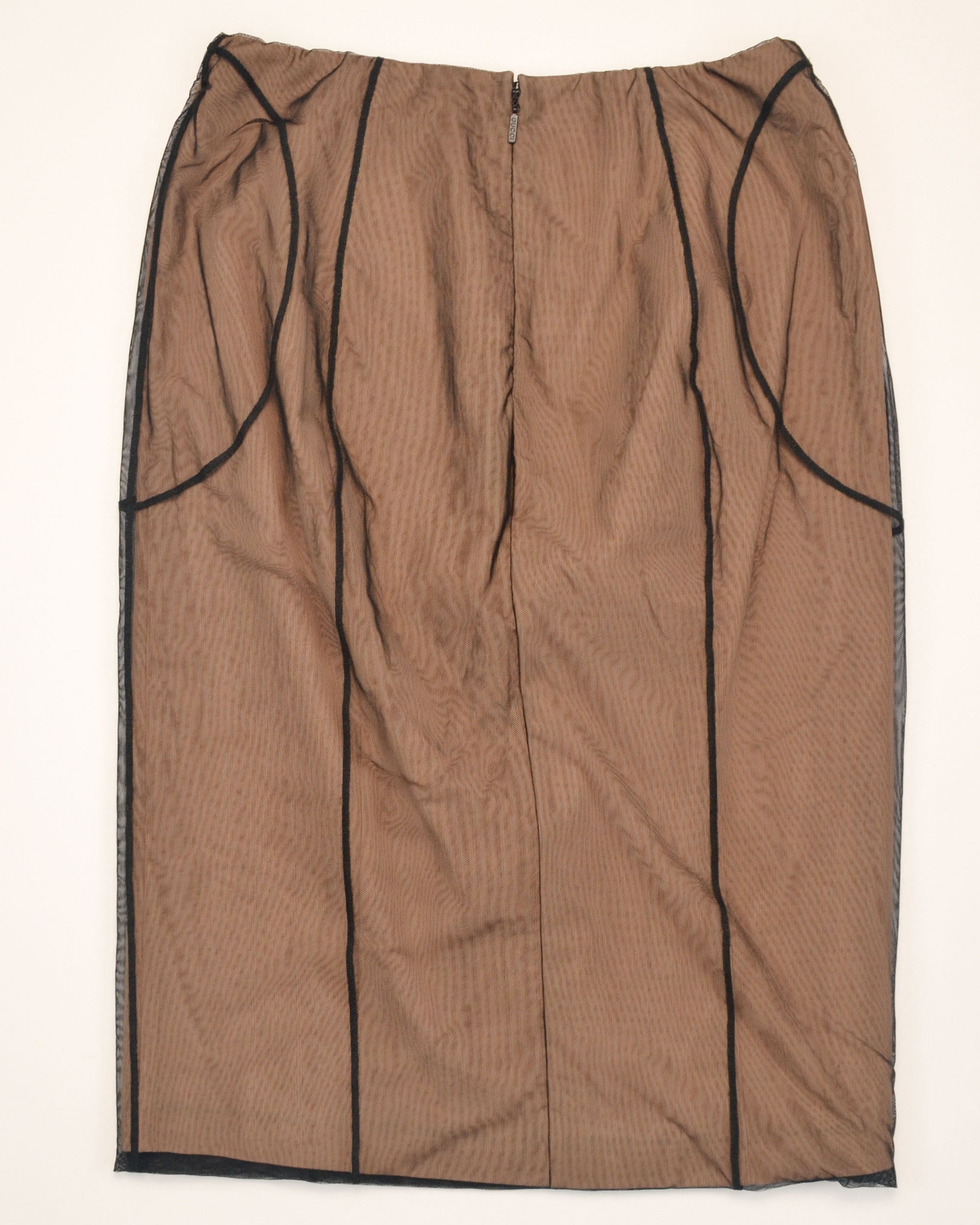 SPRING 2001 SHEER MESH PANELLED BODYCON SKIRT