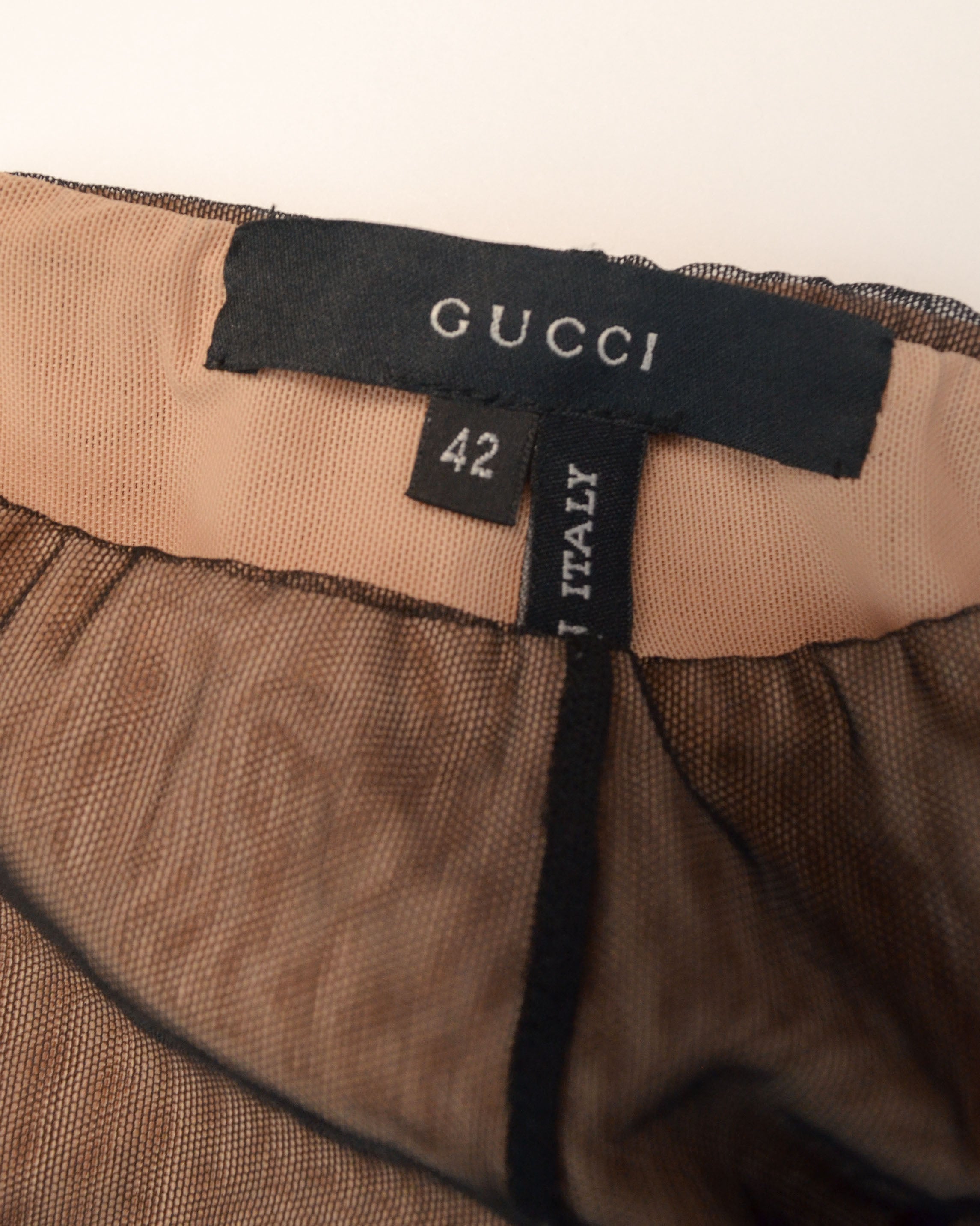SPRING 2001 SHEER MESH PANELLED BODYCON SKIRT