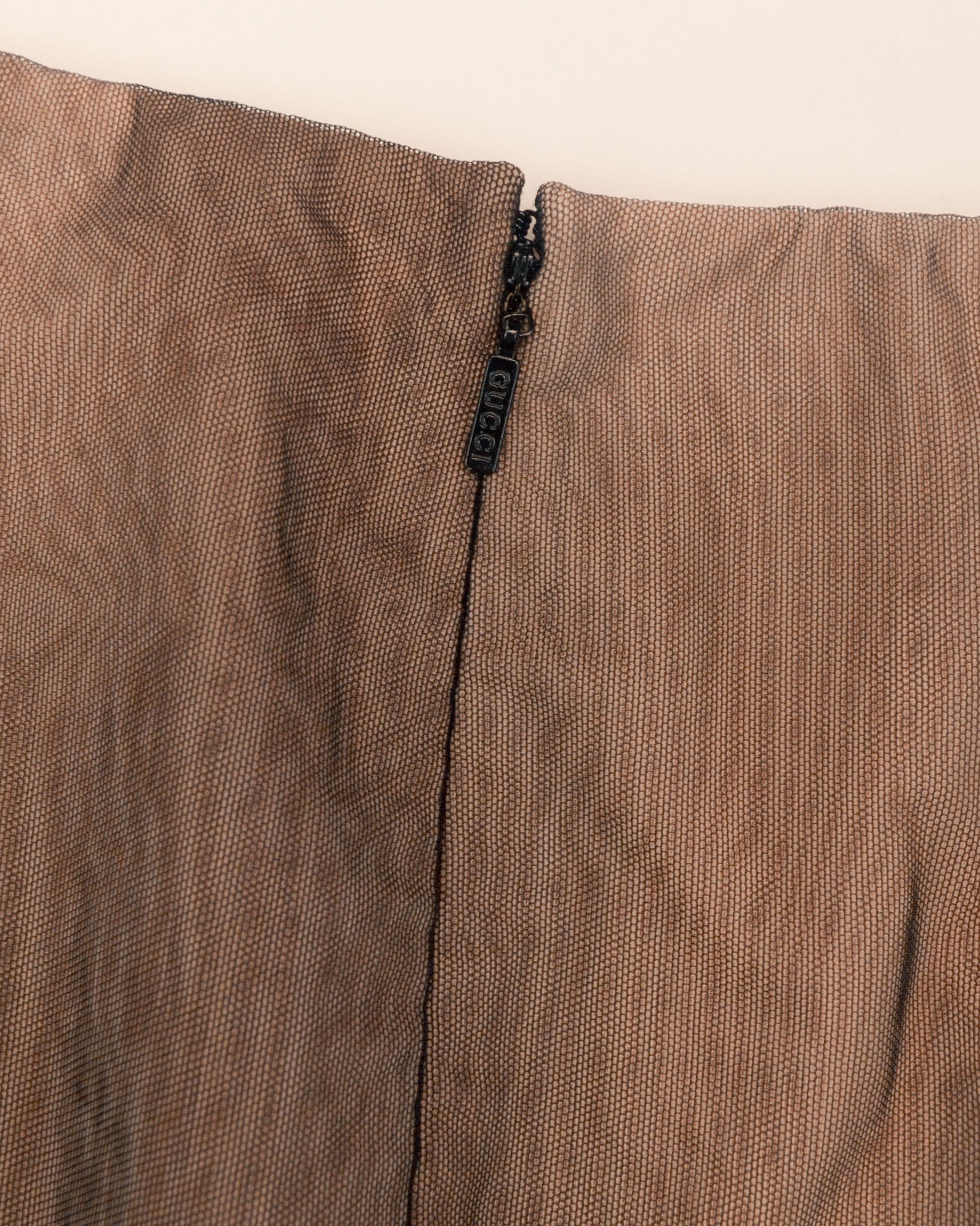 SPRING 2001 SHEER MESH PANELLED BODYCON SKIRT
