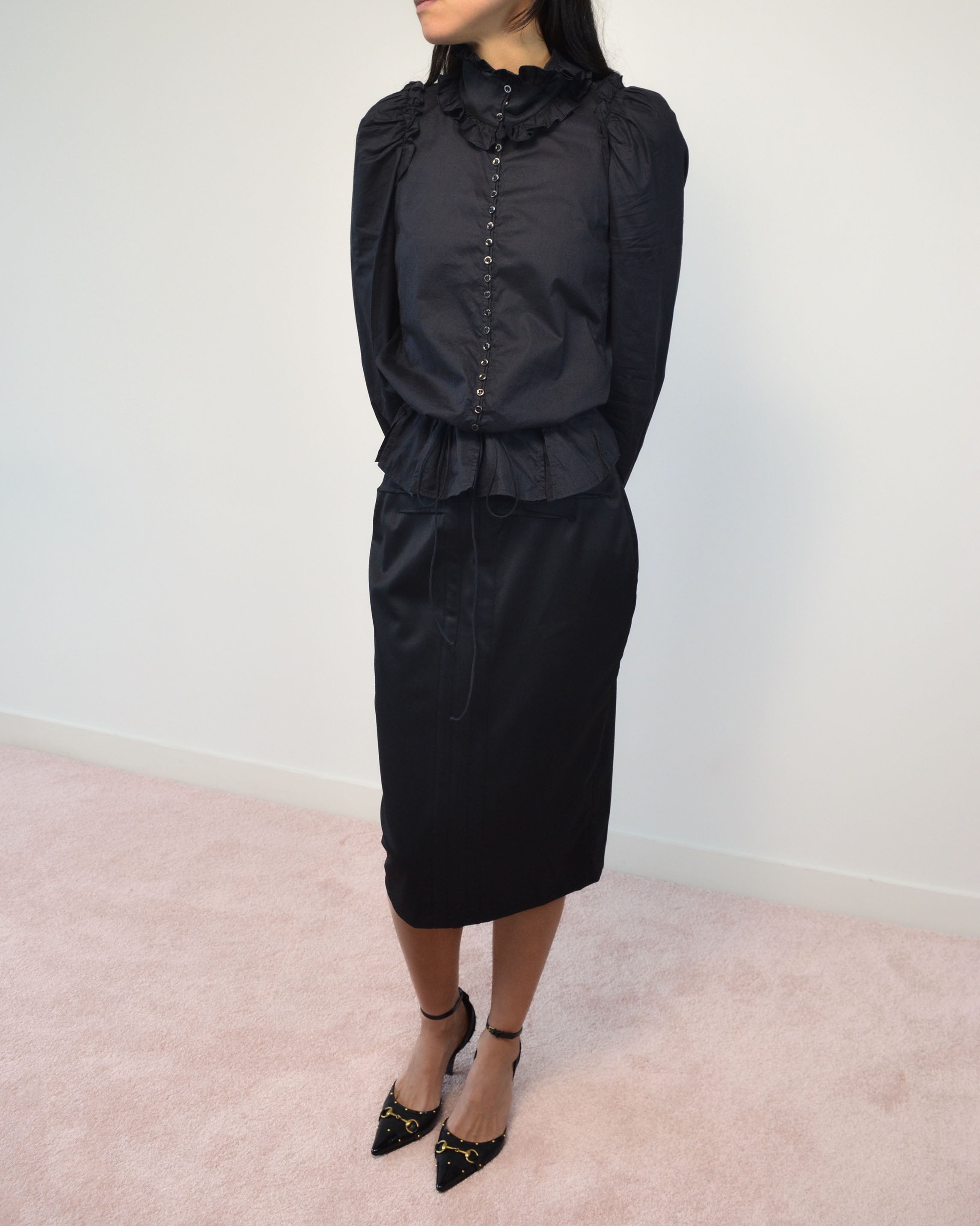 FW04 GUCCI BY TOM FORD WOOL PENCIL SKIRT