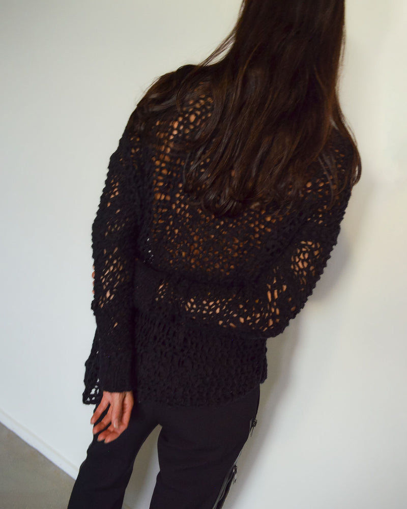 OPEN KNIT ASYMMETRIC SWEATER
