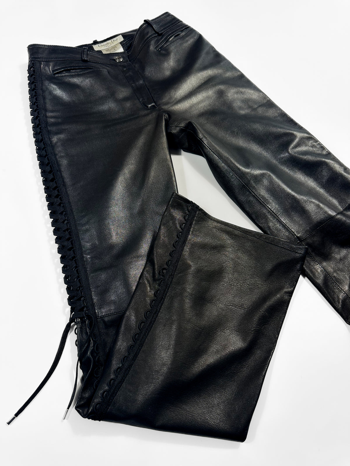 FW2002 BRAIDED LEATHER PANTS