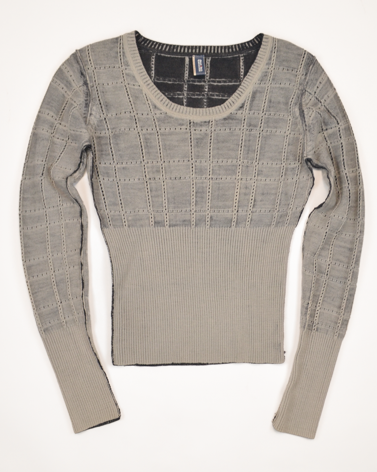 VINTAGE 2000s GREY STRETCH KNIT TOP