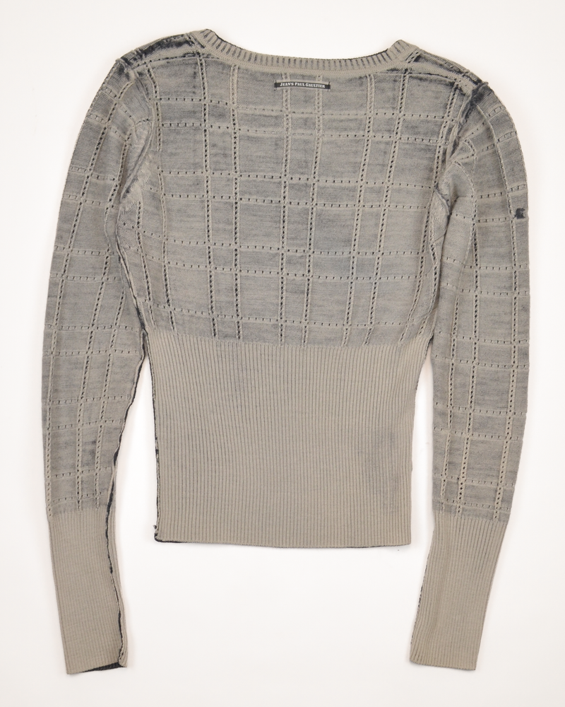 VINTAGE 2000s GREY STRETCH KNIT TOP
