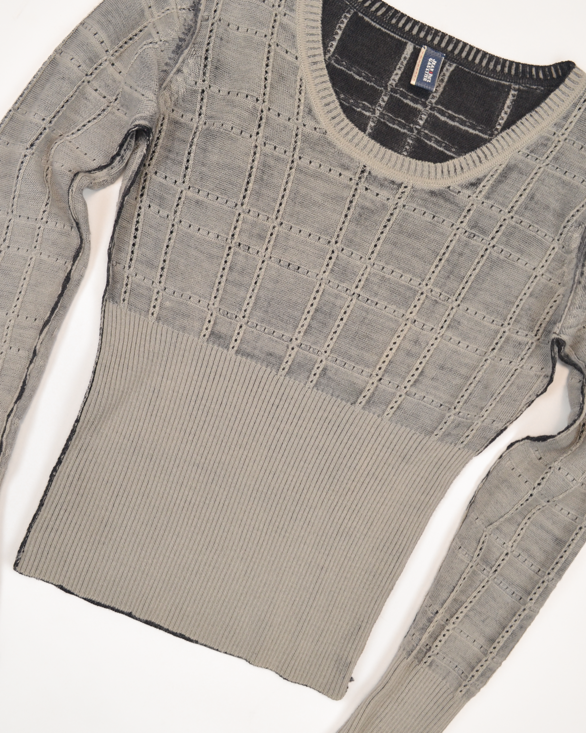 VINTAGE 2000s GREY STRETCH KNIT TOP