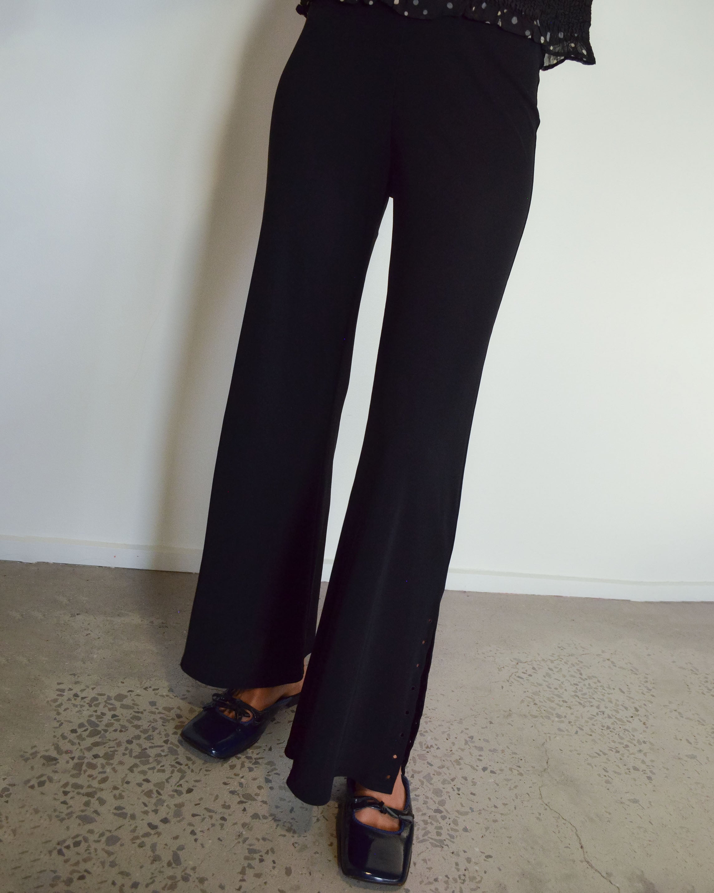 SHEER FLARED LACE-UP DETAIL PANTS