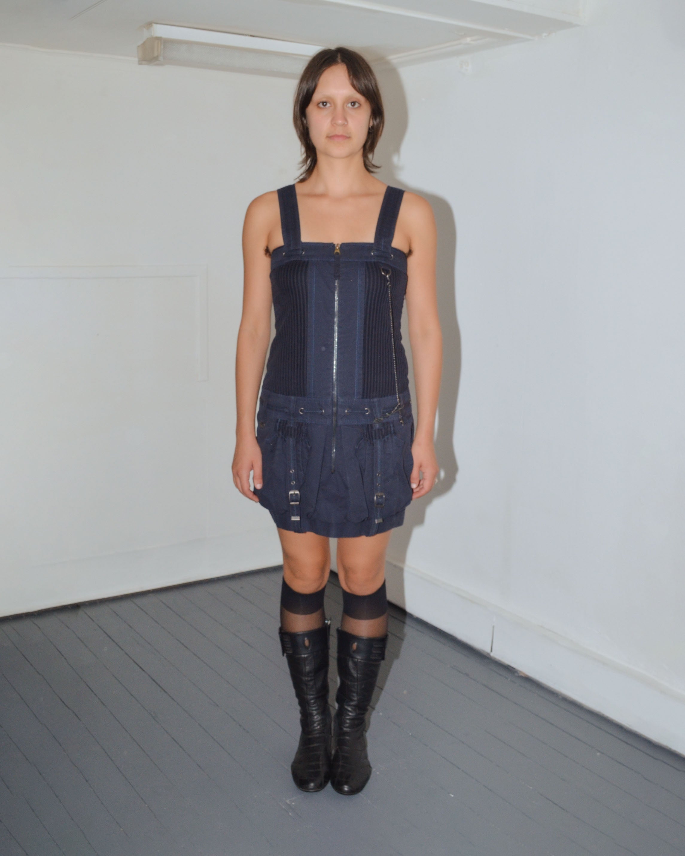 2000S BUBBLE PLEATED HARNESS DRESS