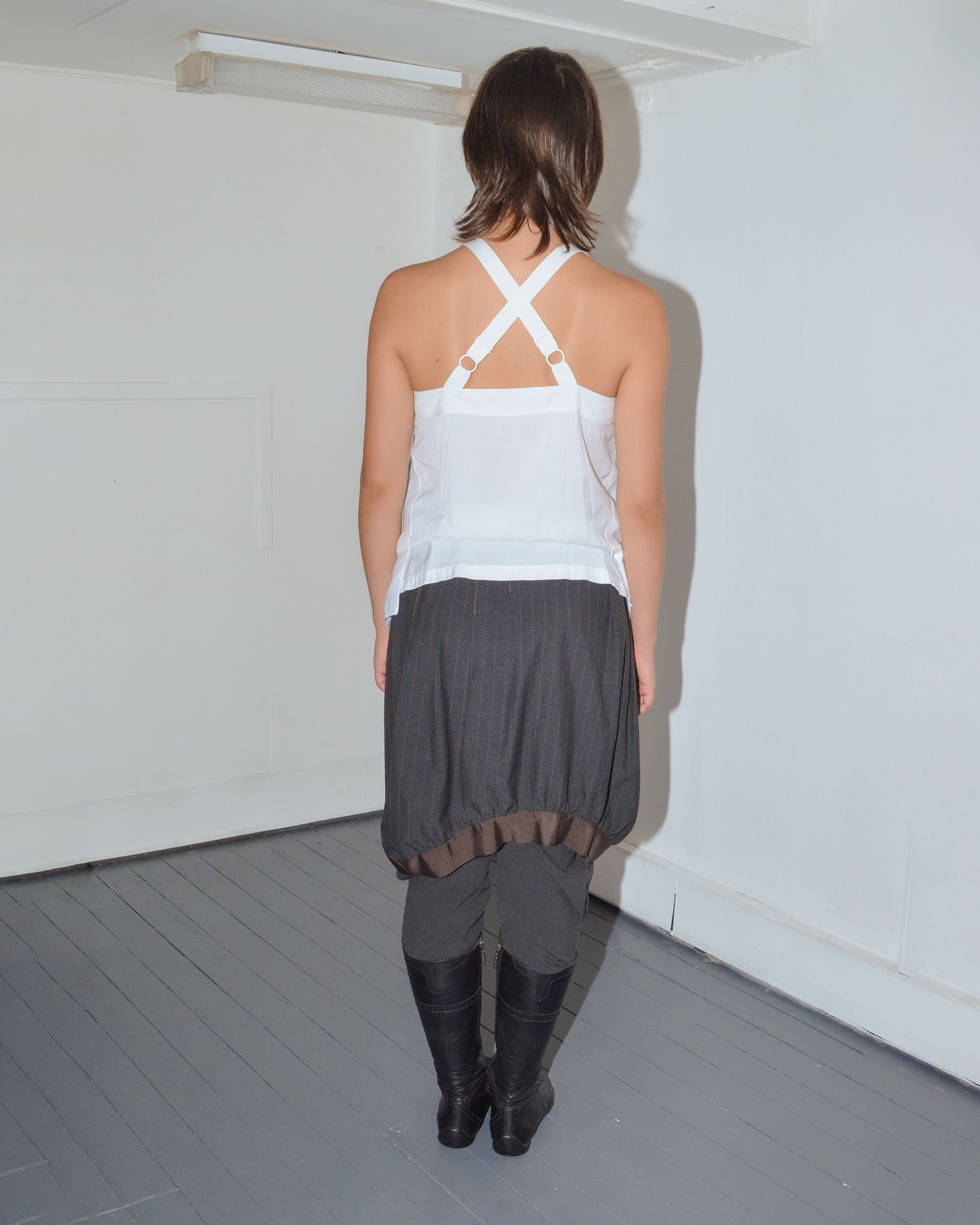 2000S PINSTRIPE WRAP SKIRT & CAPRI TROUSER SET