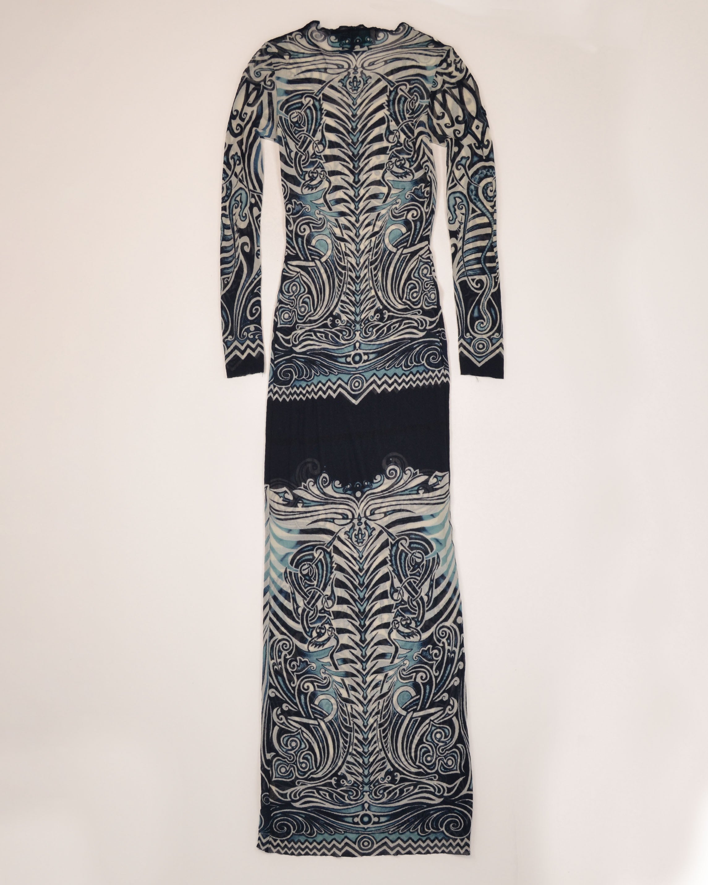 SS1996 TRIBAL PRINT MESH DRESS