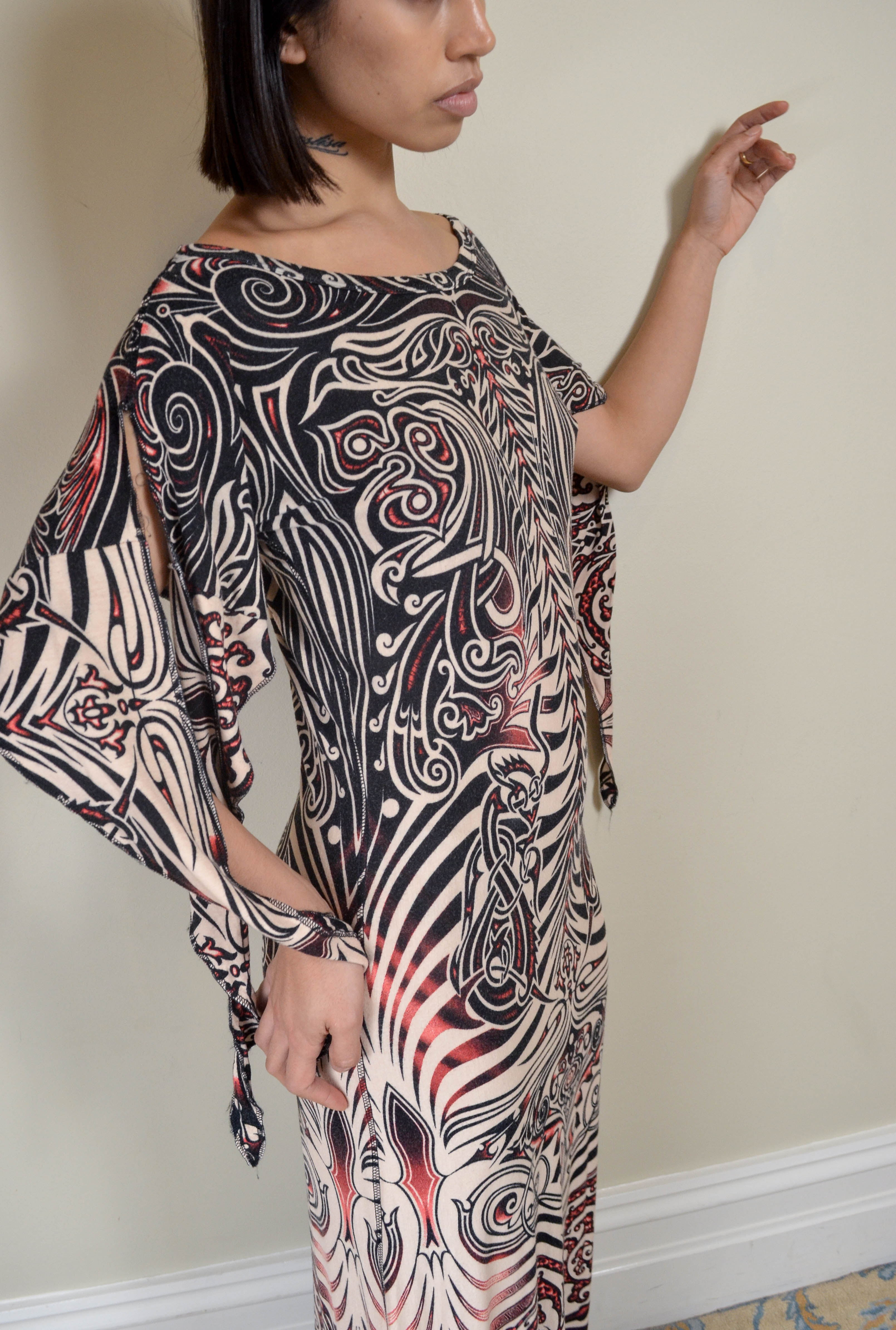 GAULTIER JEANS SS1996 CYBERBABA TRIBAL MAXI DRESS