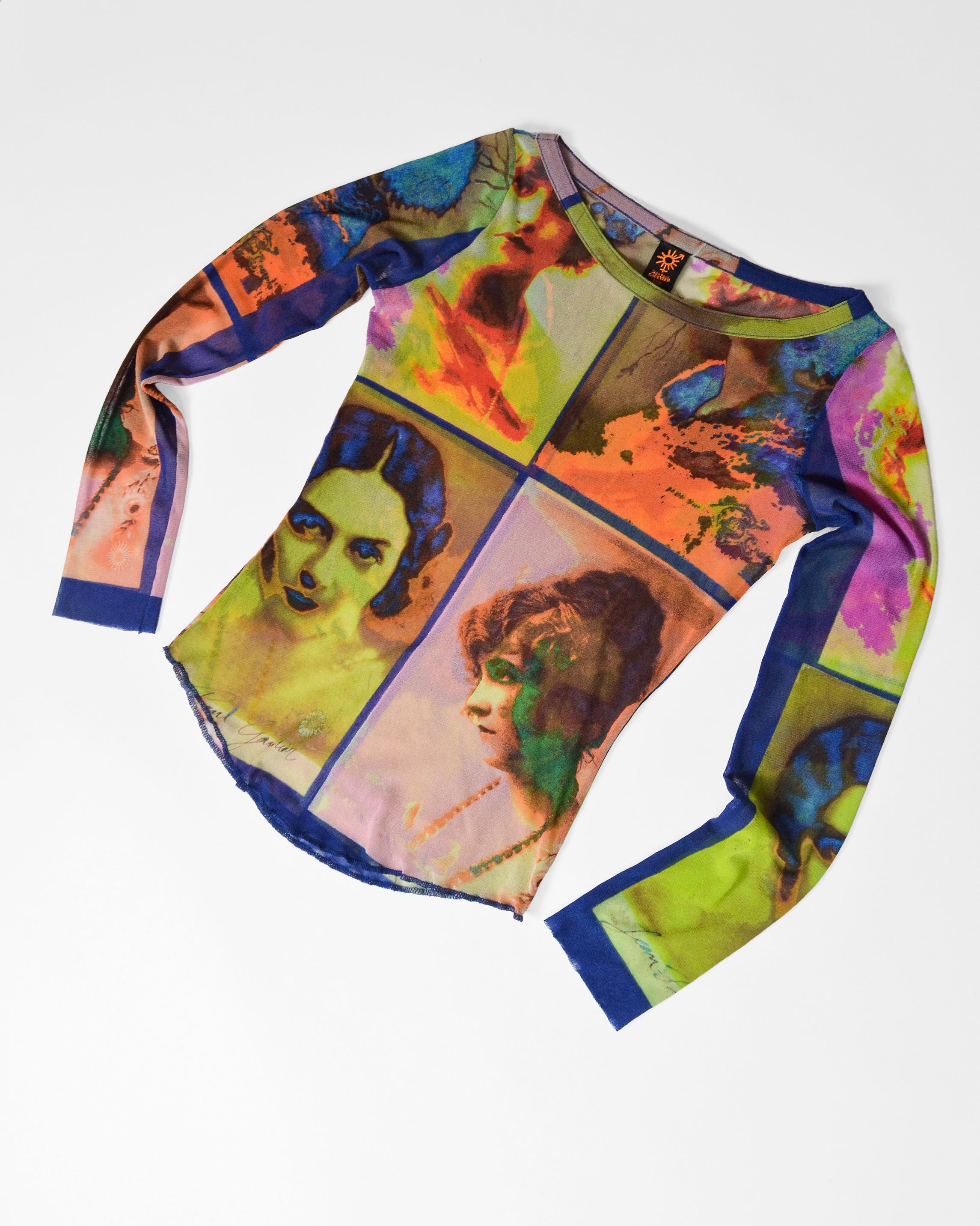 2002 SOLEIL POP ART LONG SLEEVE MESH TOP