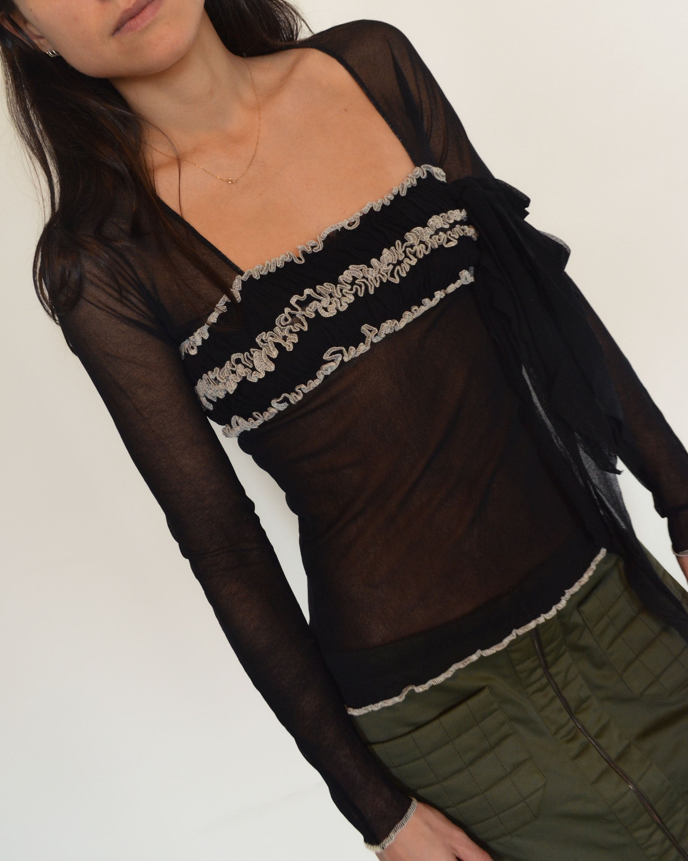 SHEER RUFFLE TOP