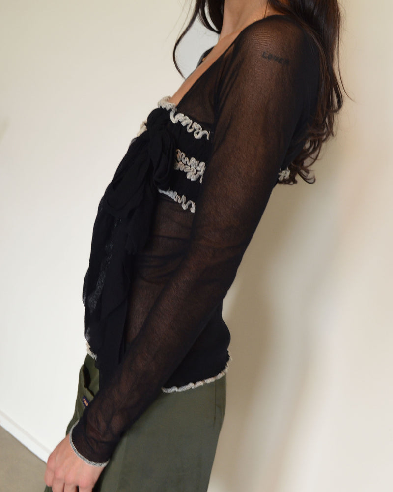 SHEER RUFFLE TOP