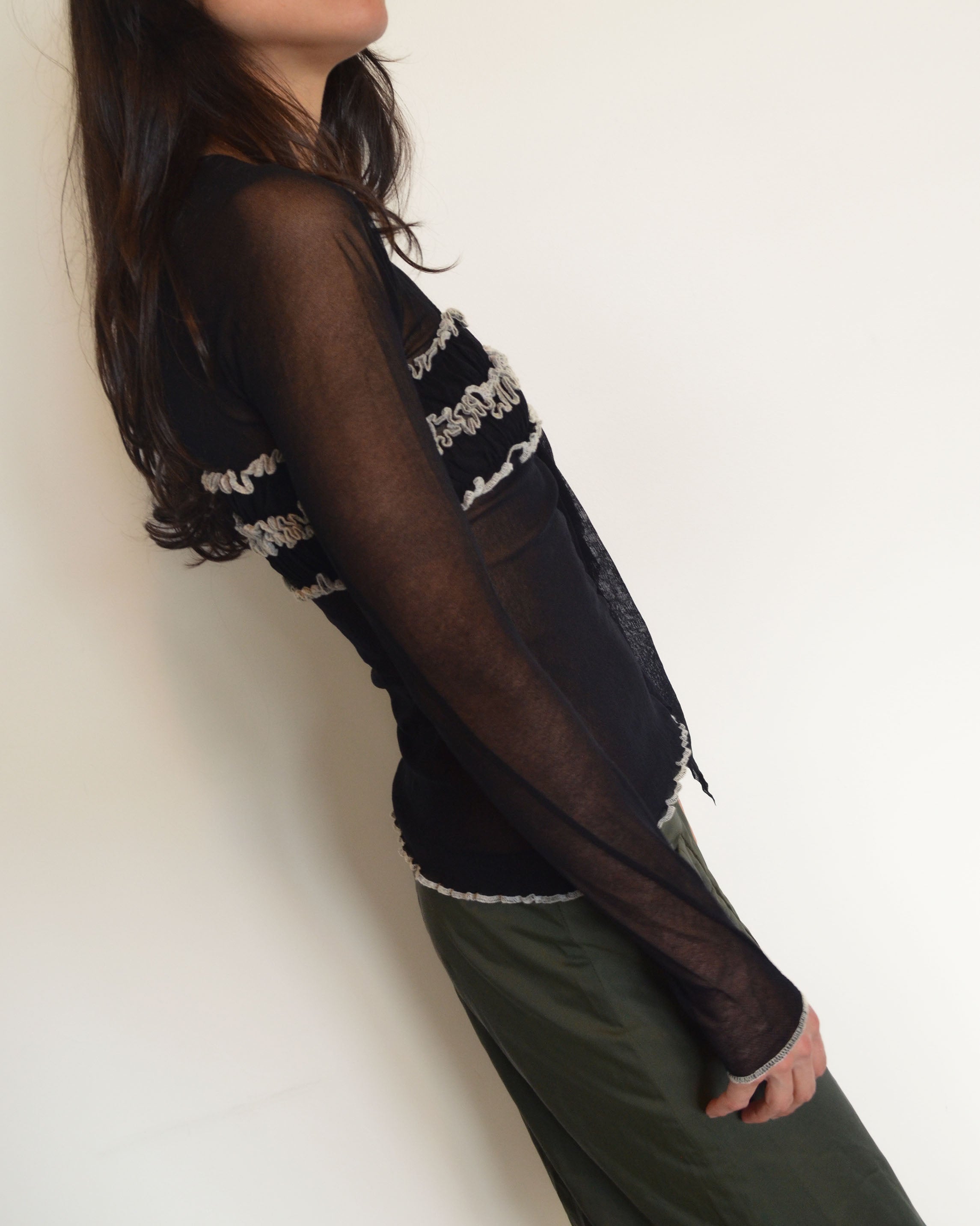SHEER RUFFLE TOP