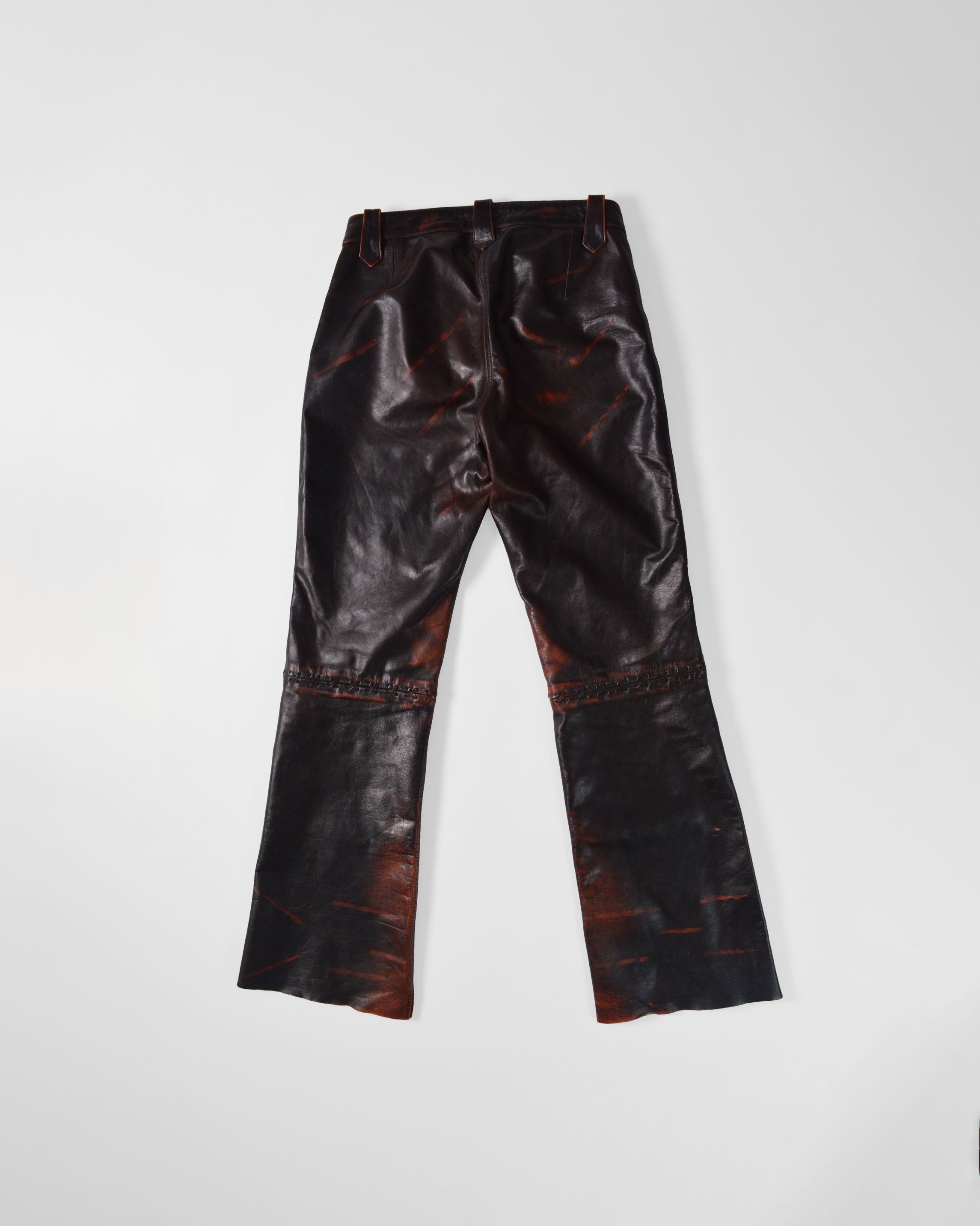 GENUINE LEATHER LOW RISE FLARE PANTS