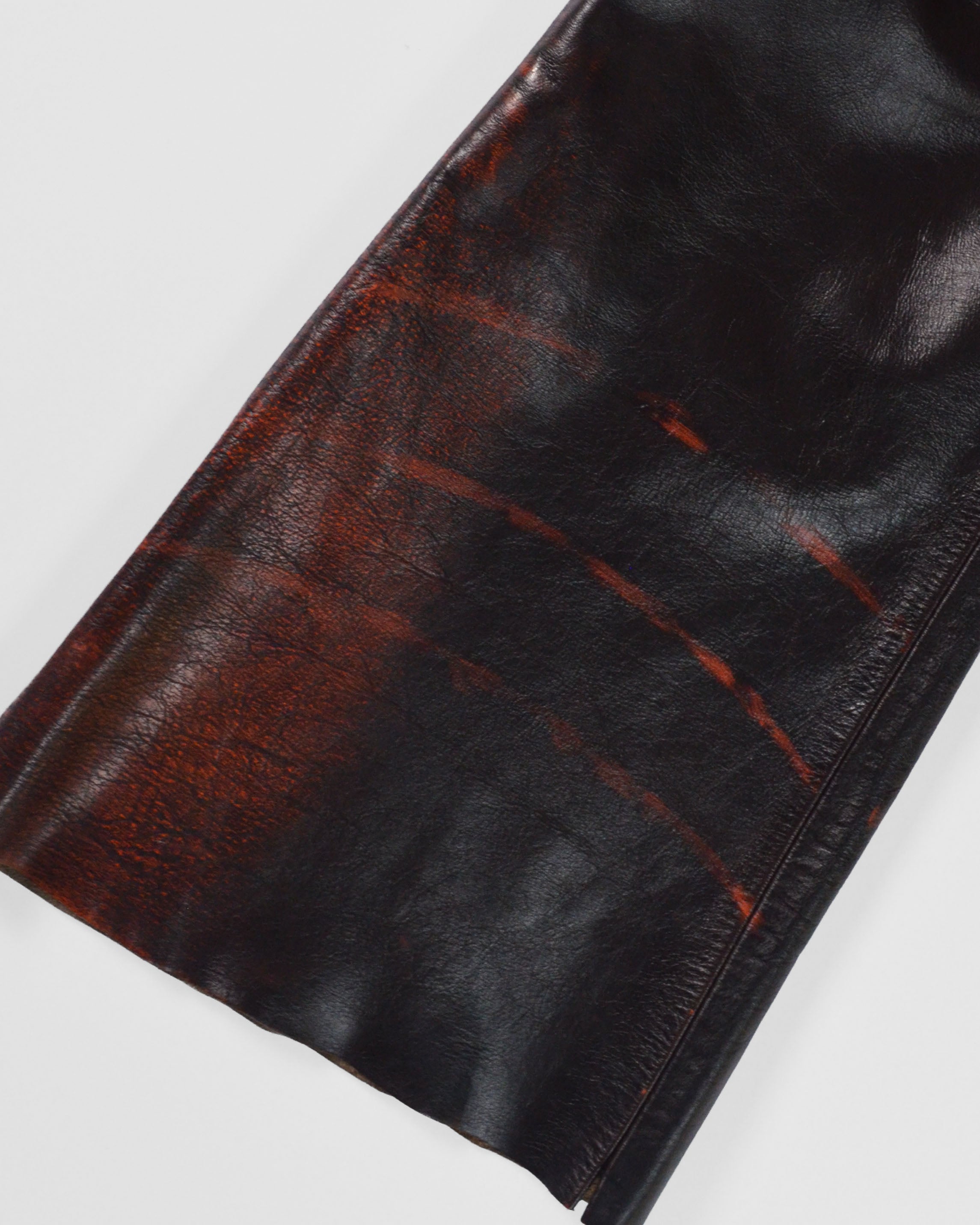 GENUINE LEATHER LOW RISE FLARE PANTS