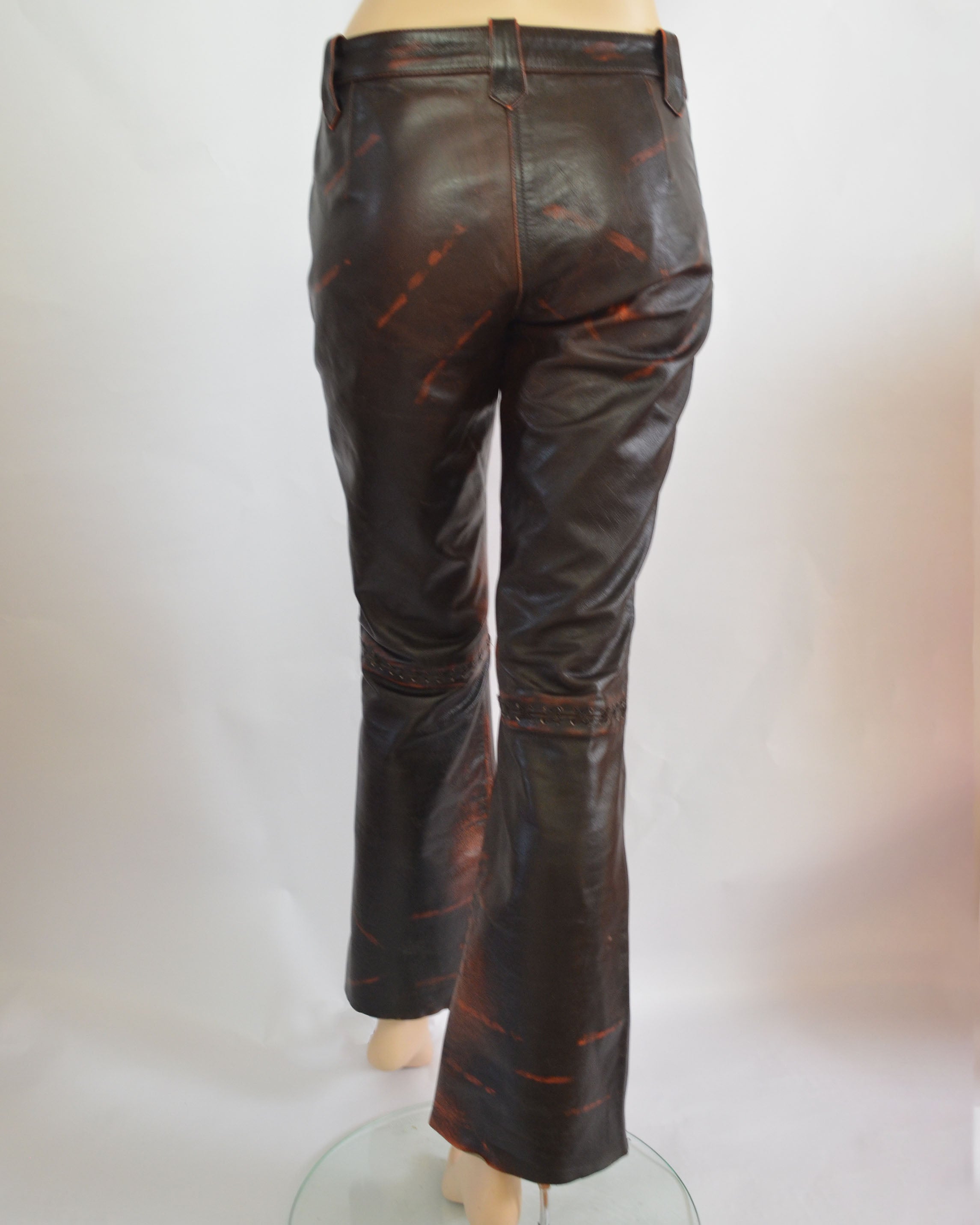 GENUINE LEATHER LOW RISE FLARE PANTS