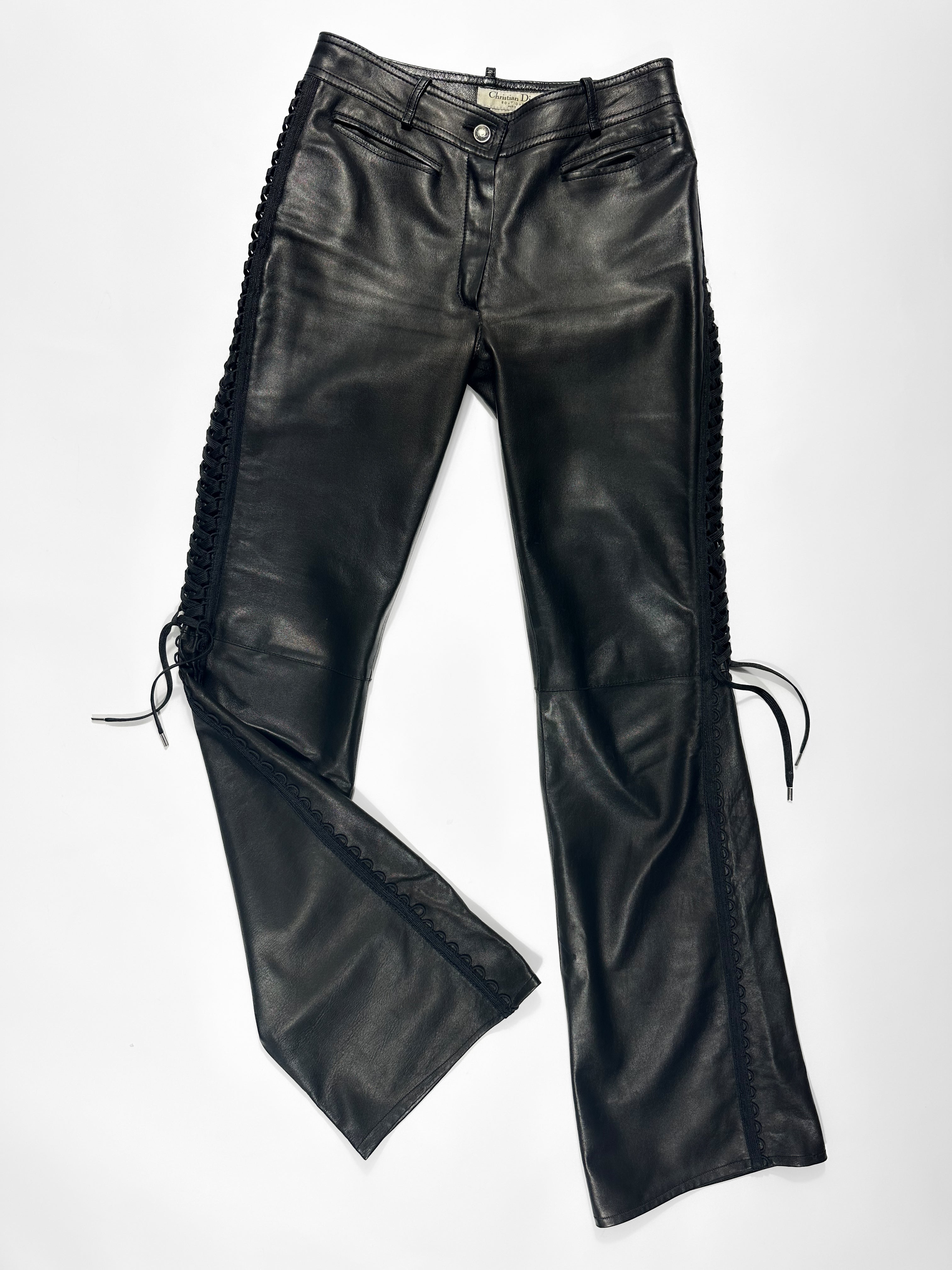 FW2002 BRAIDED LEATHER PANTS