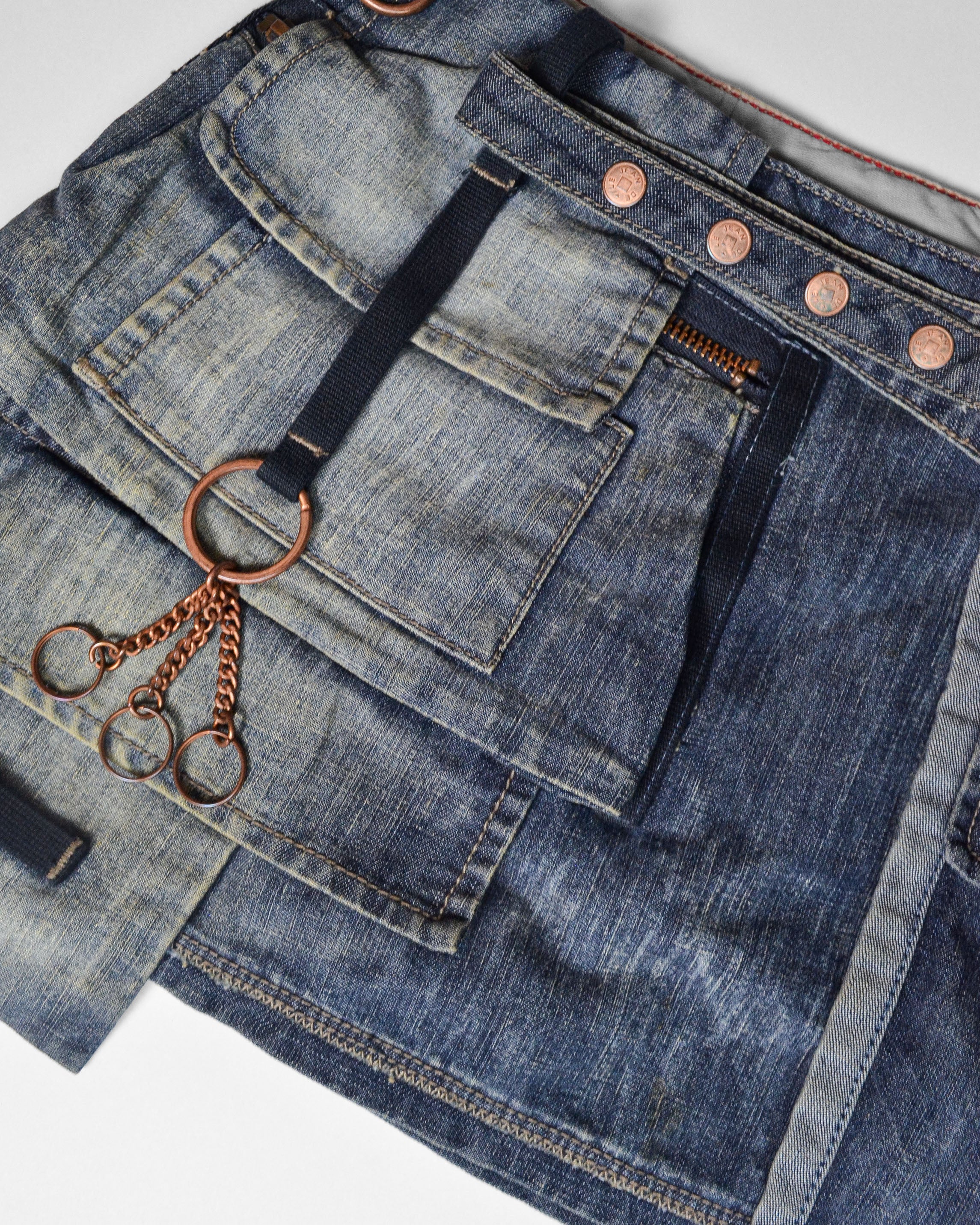 2000S MULTI POCKET DENIM MINI SKIRT