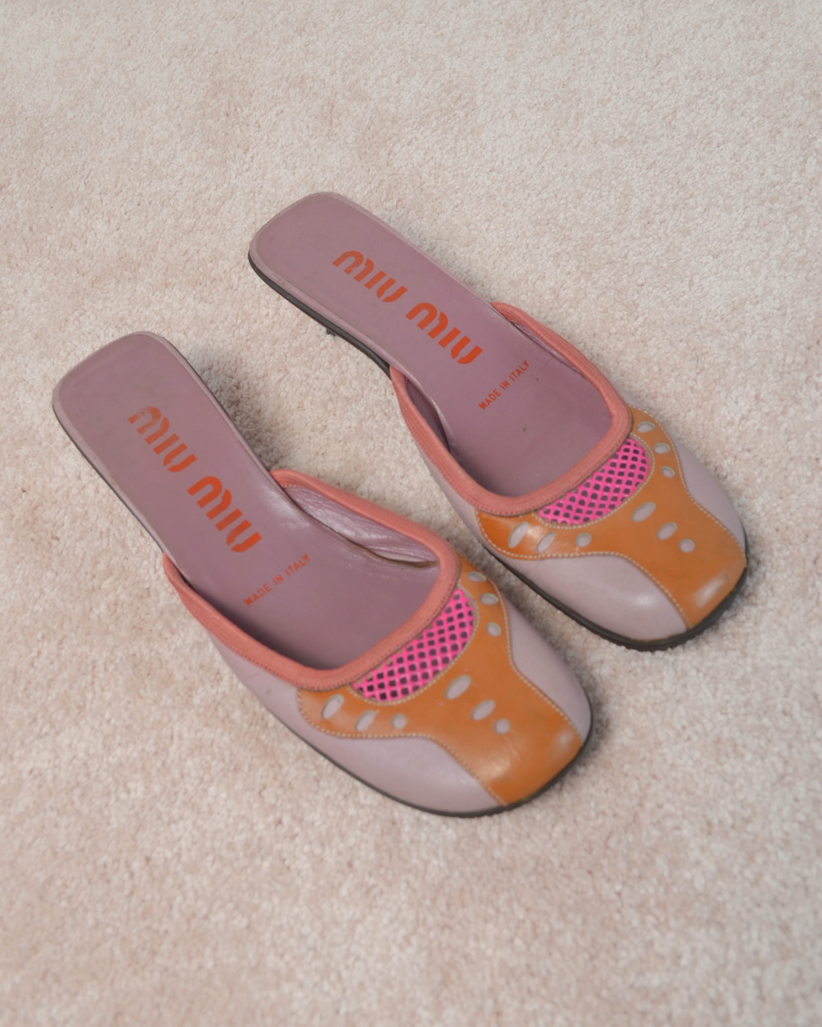 FW99 MESH LEATHER MULES