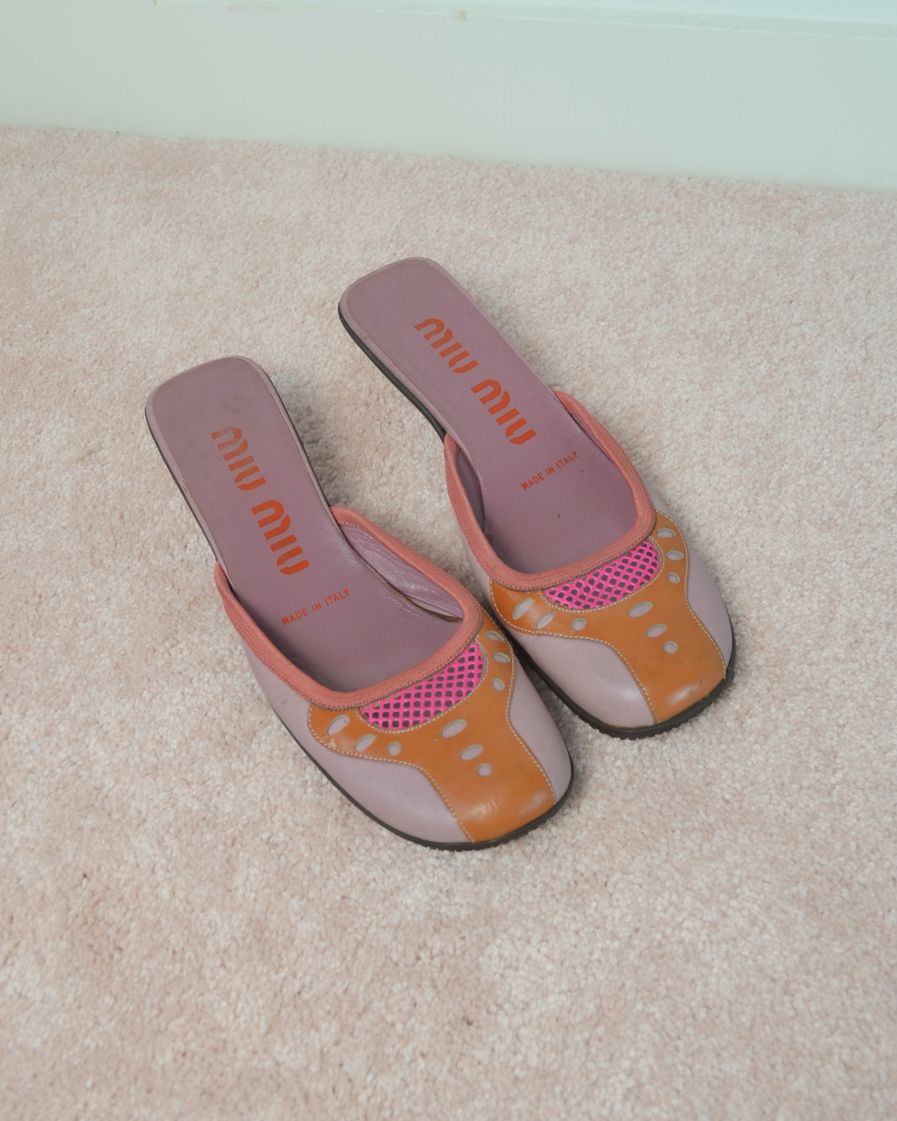 FW99 MESH LEATHER MULES