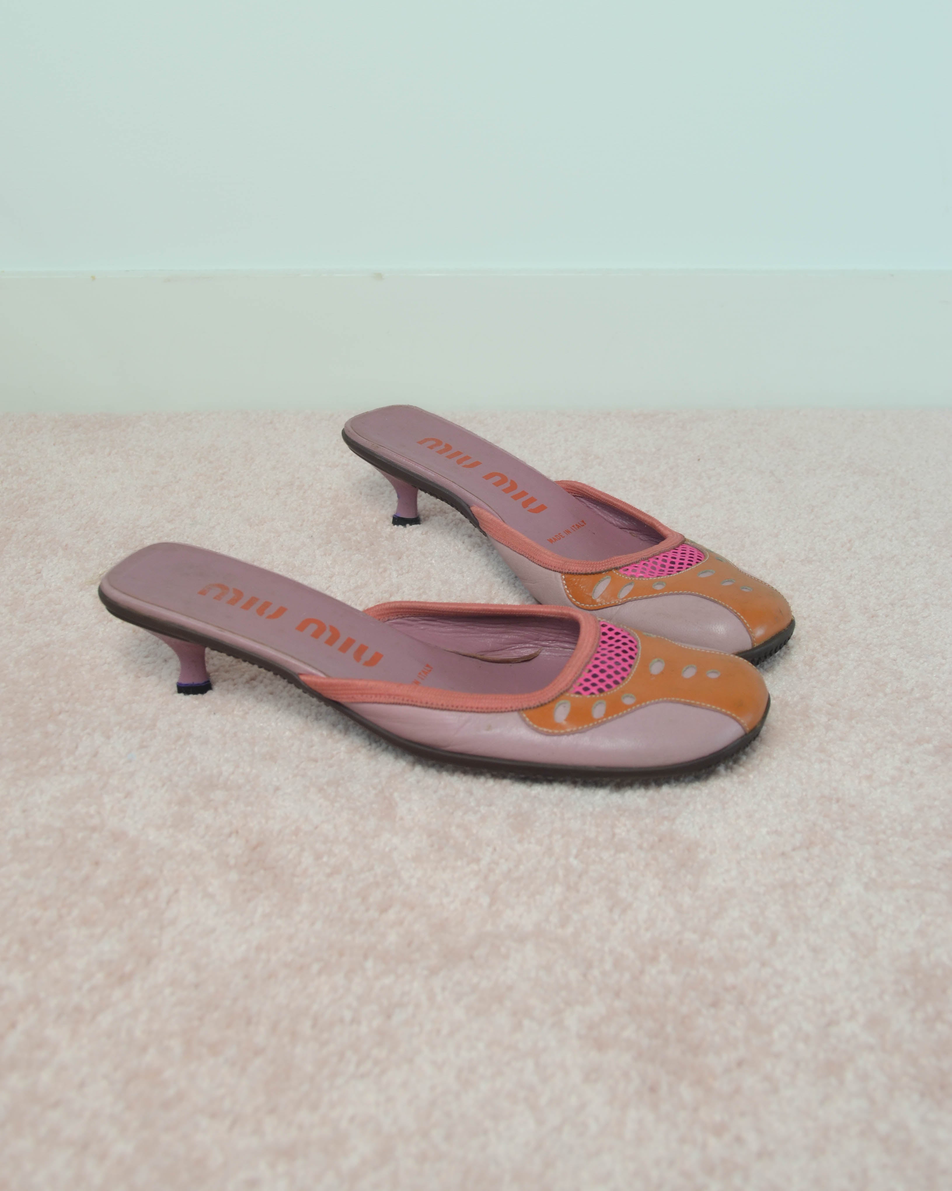FW99 MESH LEATHER MULES