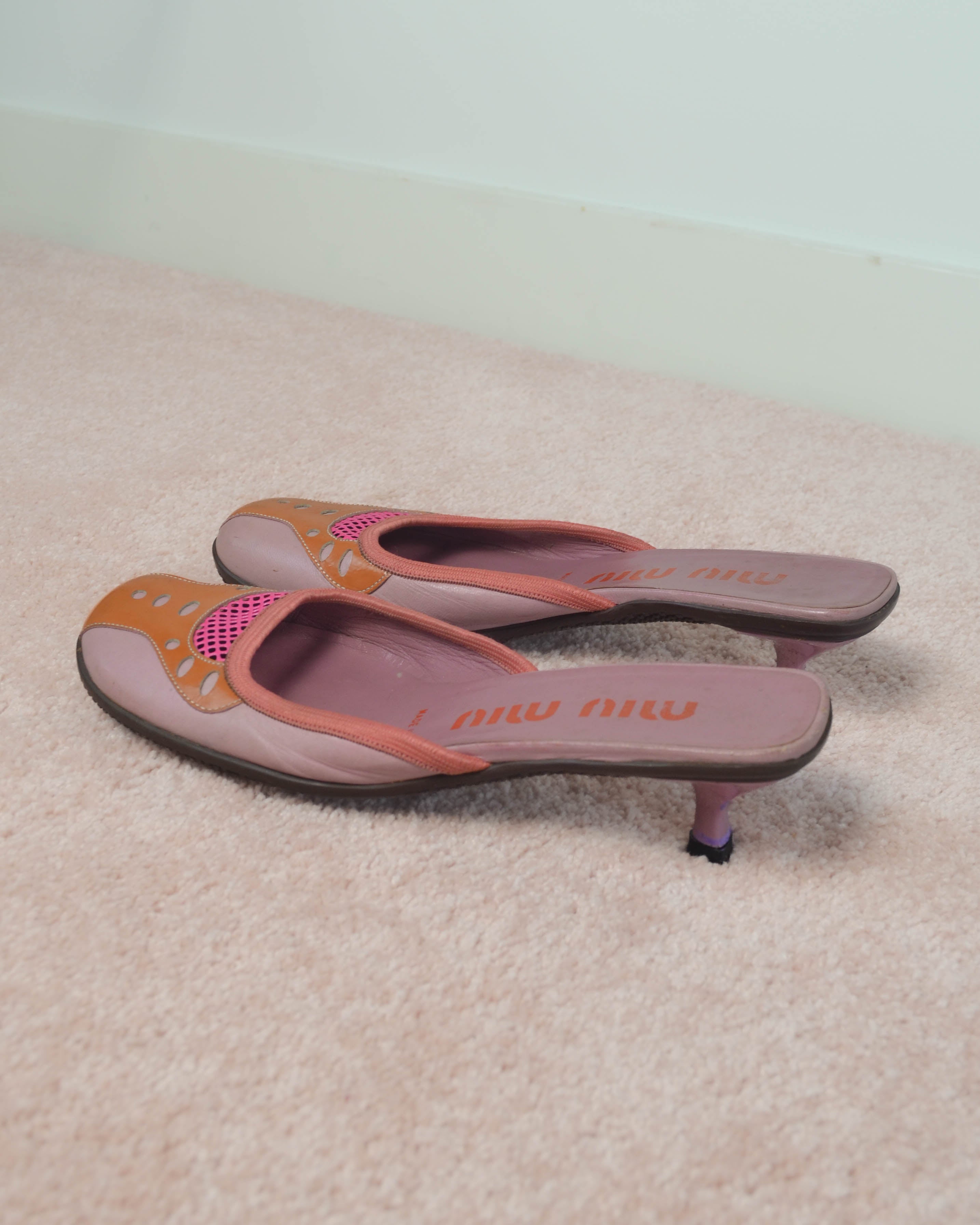 FW99 MESH LEATHER MULES