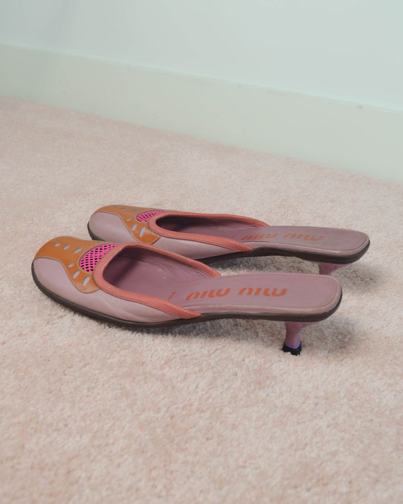 FW99 MESH LEATHER MULES