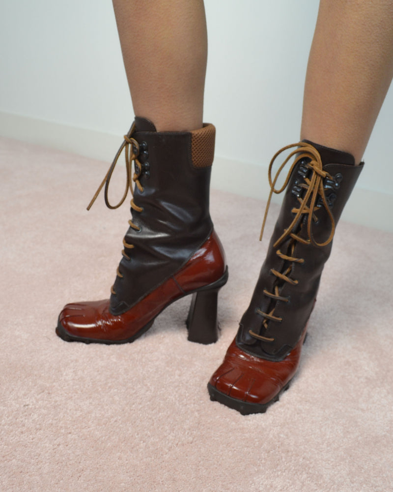 FW99 BUBBLE SOLE PATENT LEATHER BOOTS