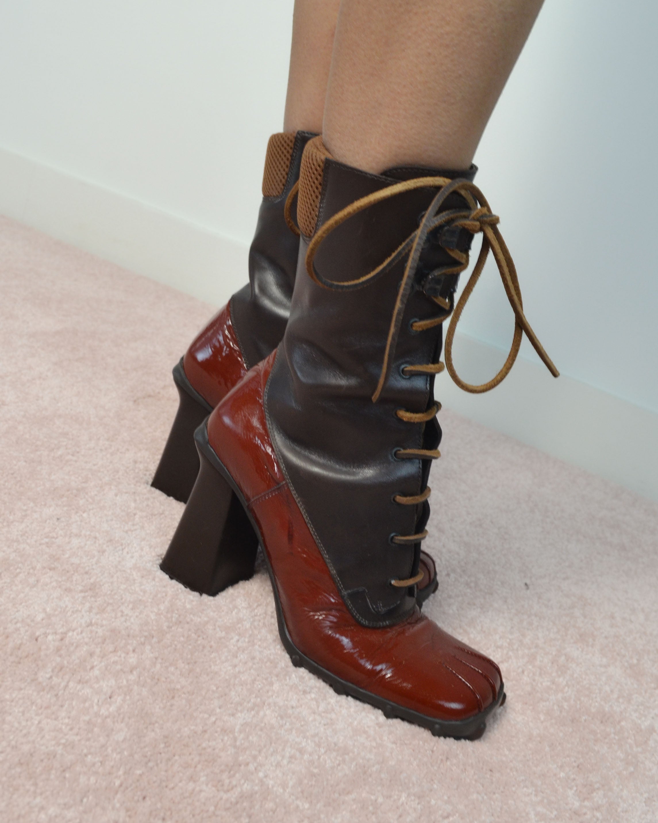 FW99 BUBBLE SOLE PATENT LEATHER BOOTS