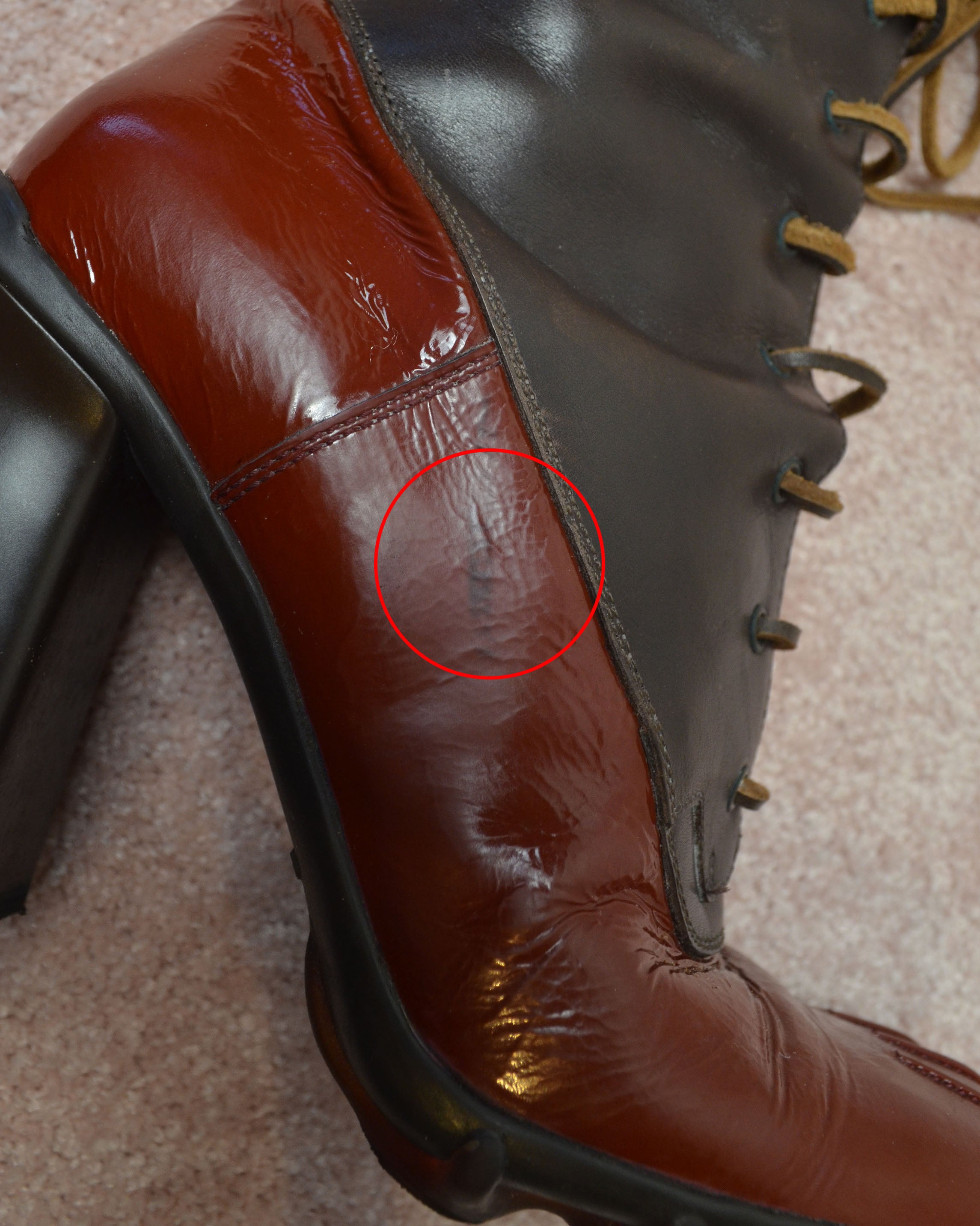 FW99 BUBBLE SOLE PATENT LEATHER BOOTS
