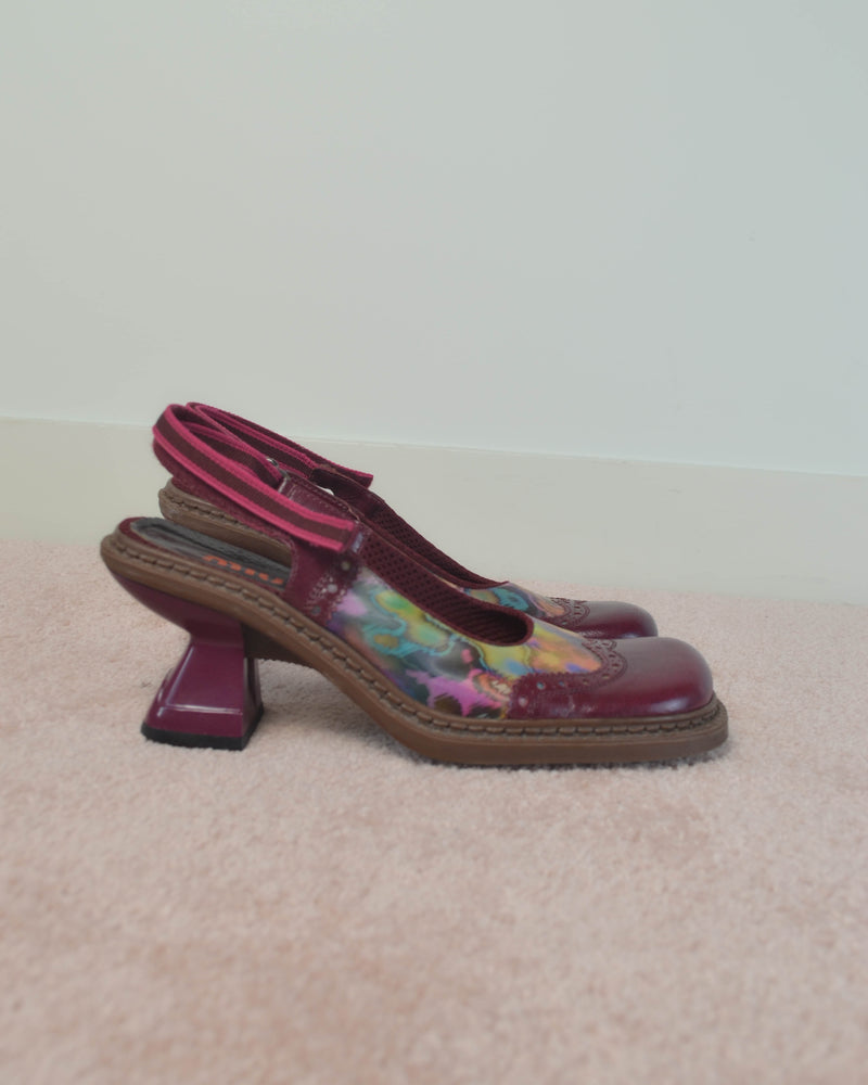 MIU MIU FW1999 HOLOGRAPHIC PLATFORM HEELS & WAIST BELT