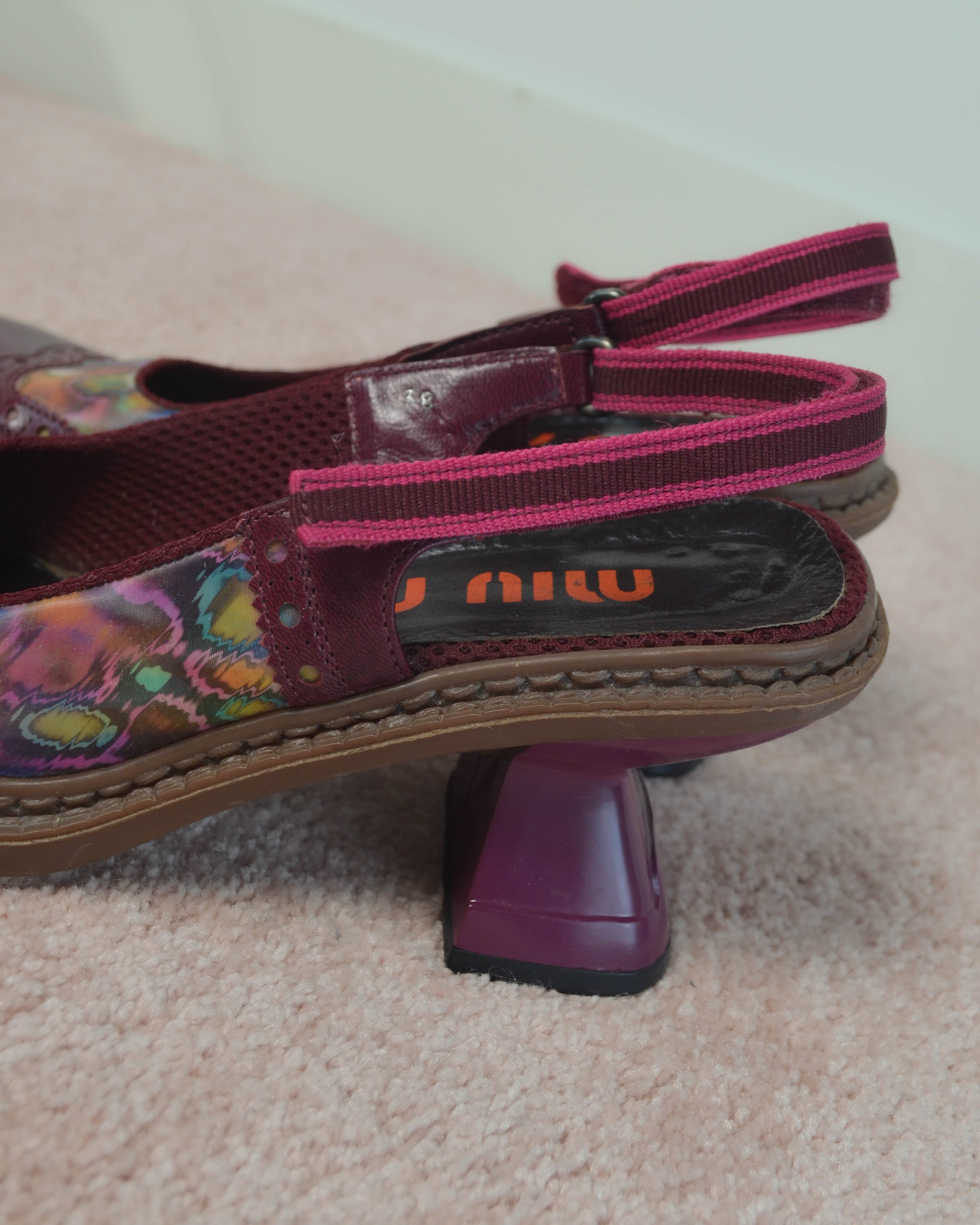 MIU MIU FW1999 HOLOGRAPHIC PLATFORM HEELS & WAIST BELT