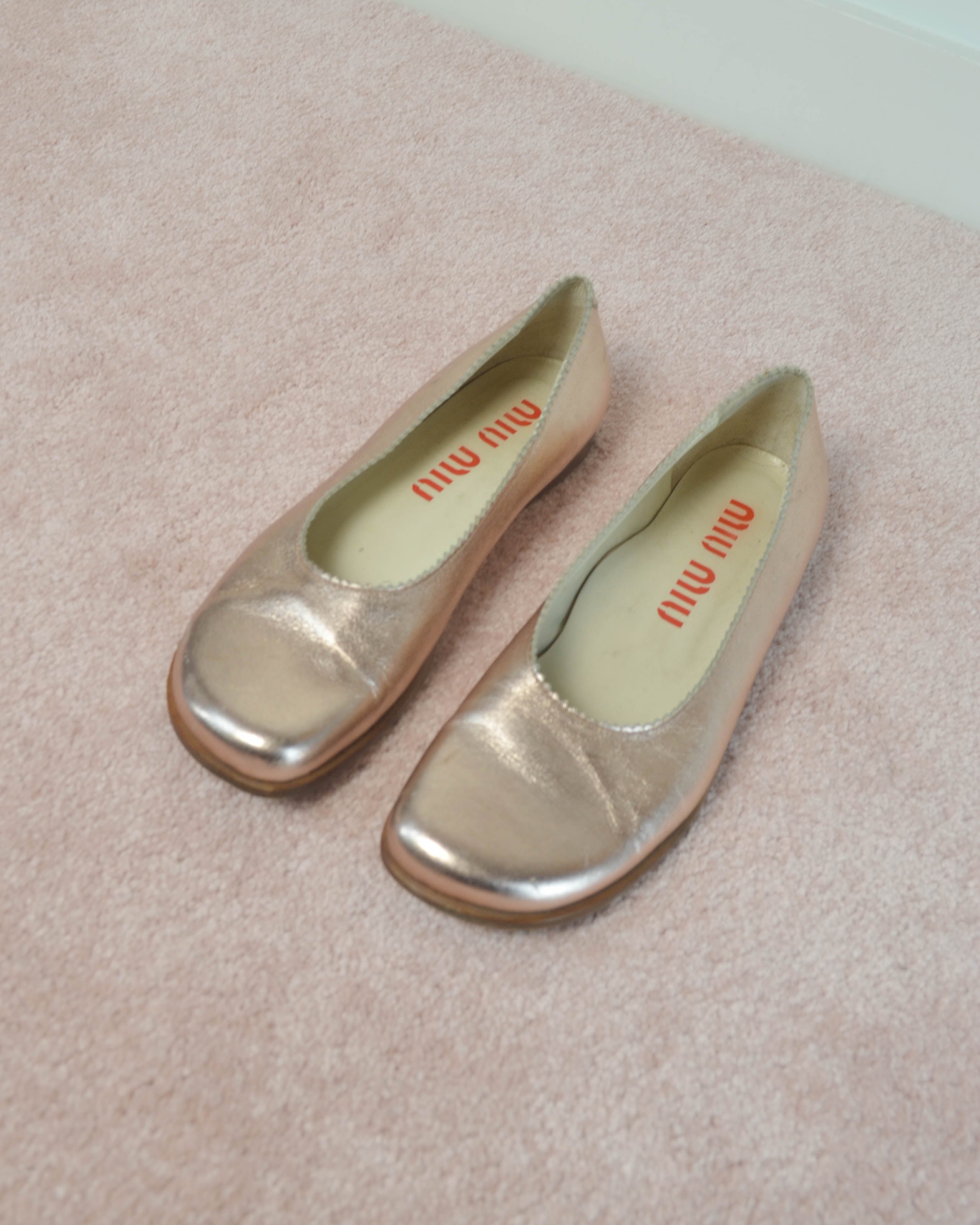 90s METALLIC LEATHER BALLET FLATS
