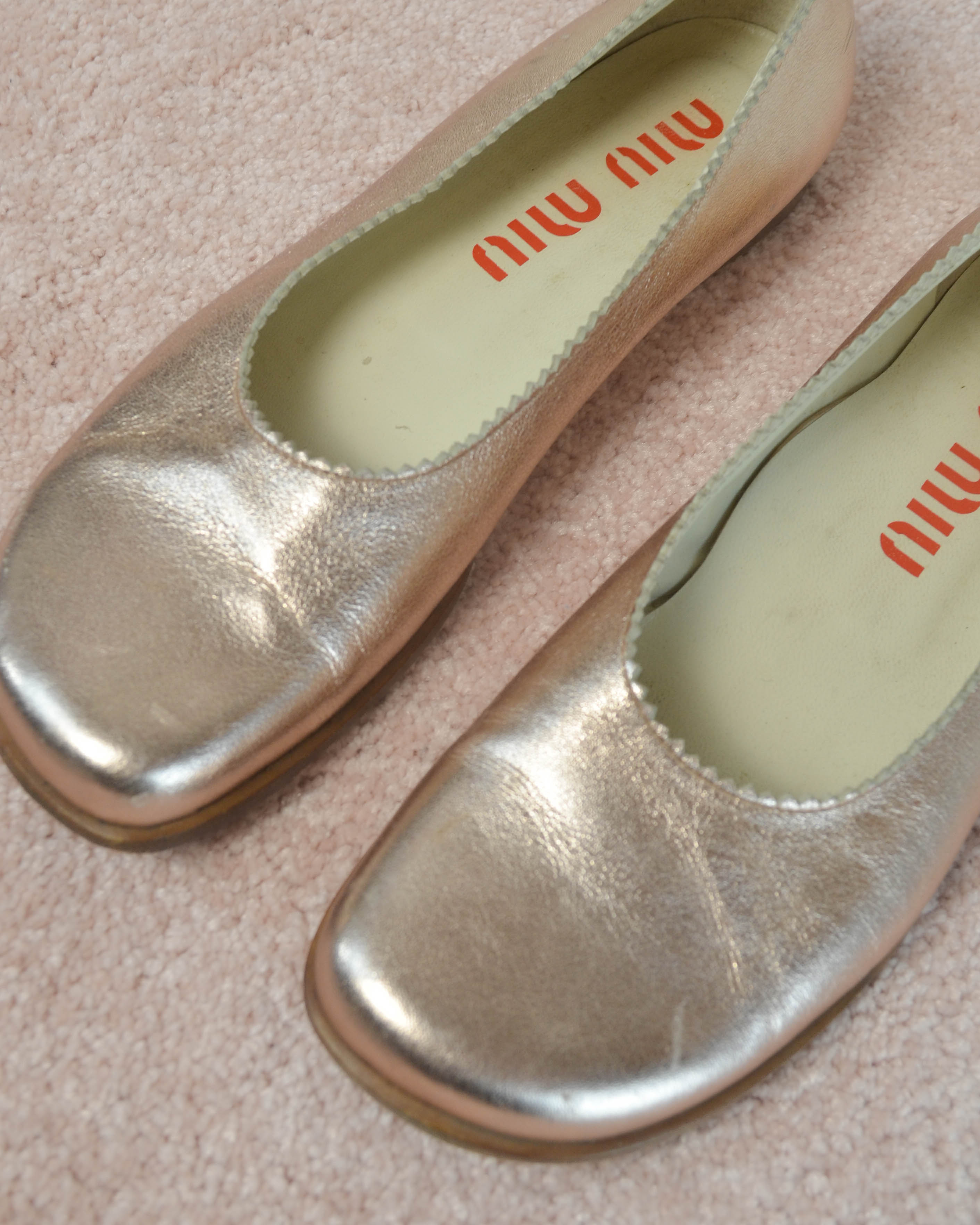 90s METALLIC LEATHER BALLET FLATS