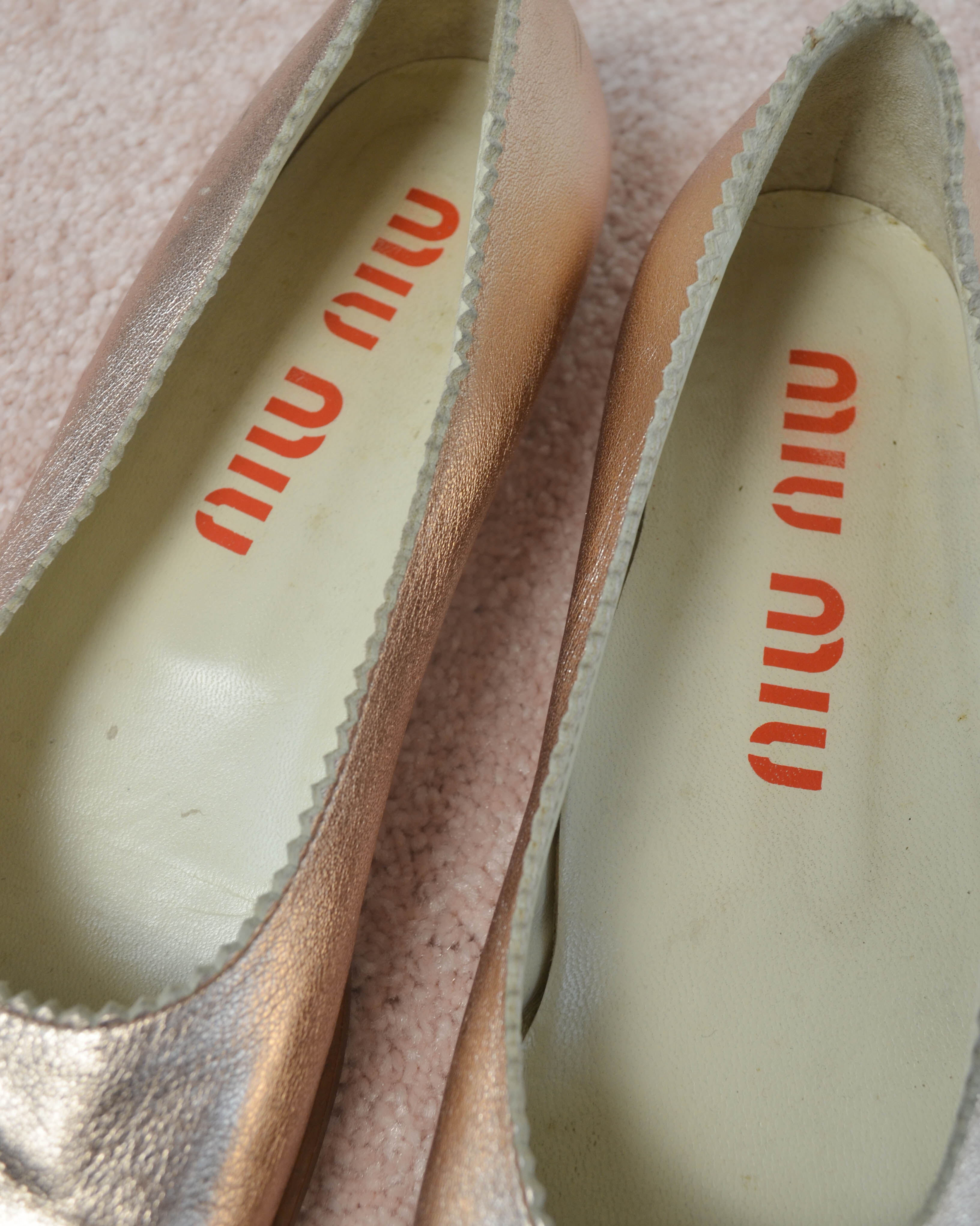 90s METALLIC LEATHER BALLET FLATS