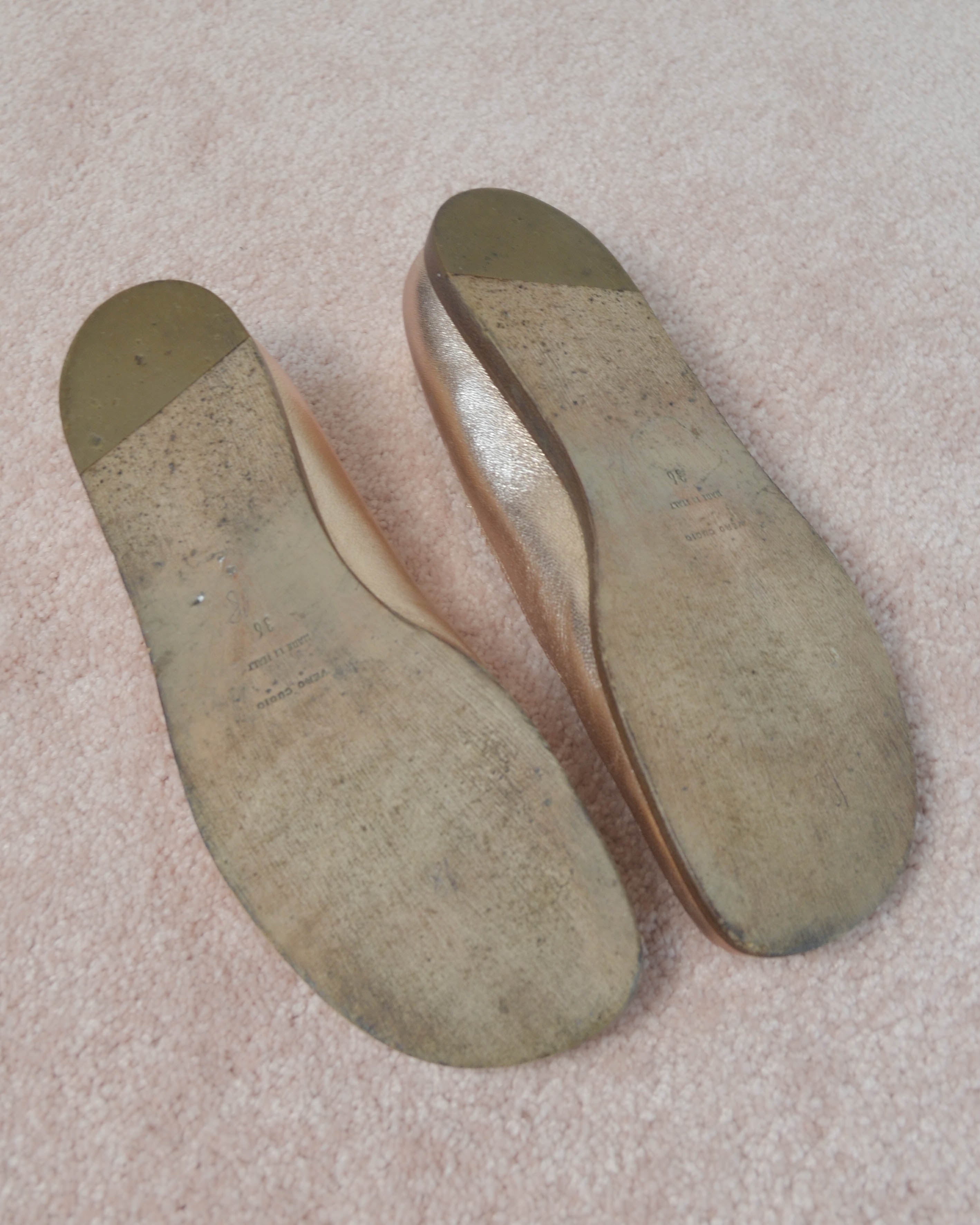 90s METALLIC LEATHER BALLET FLATS