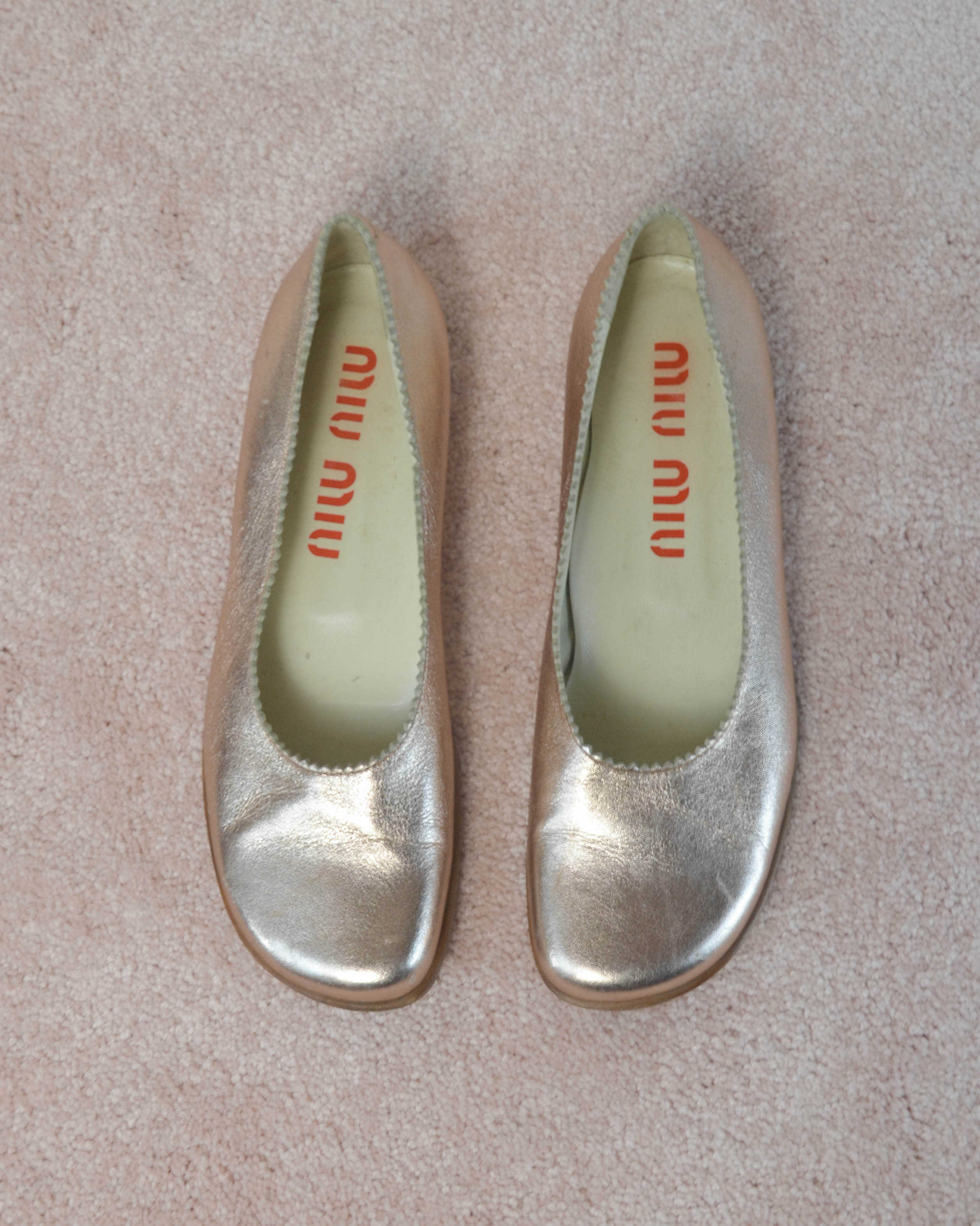 90s METALLIC LEATHER BALLET FLATS