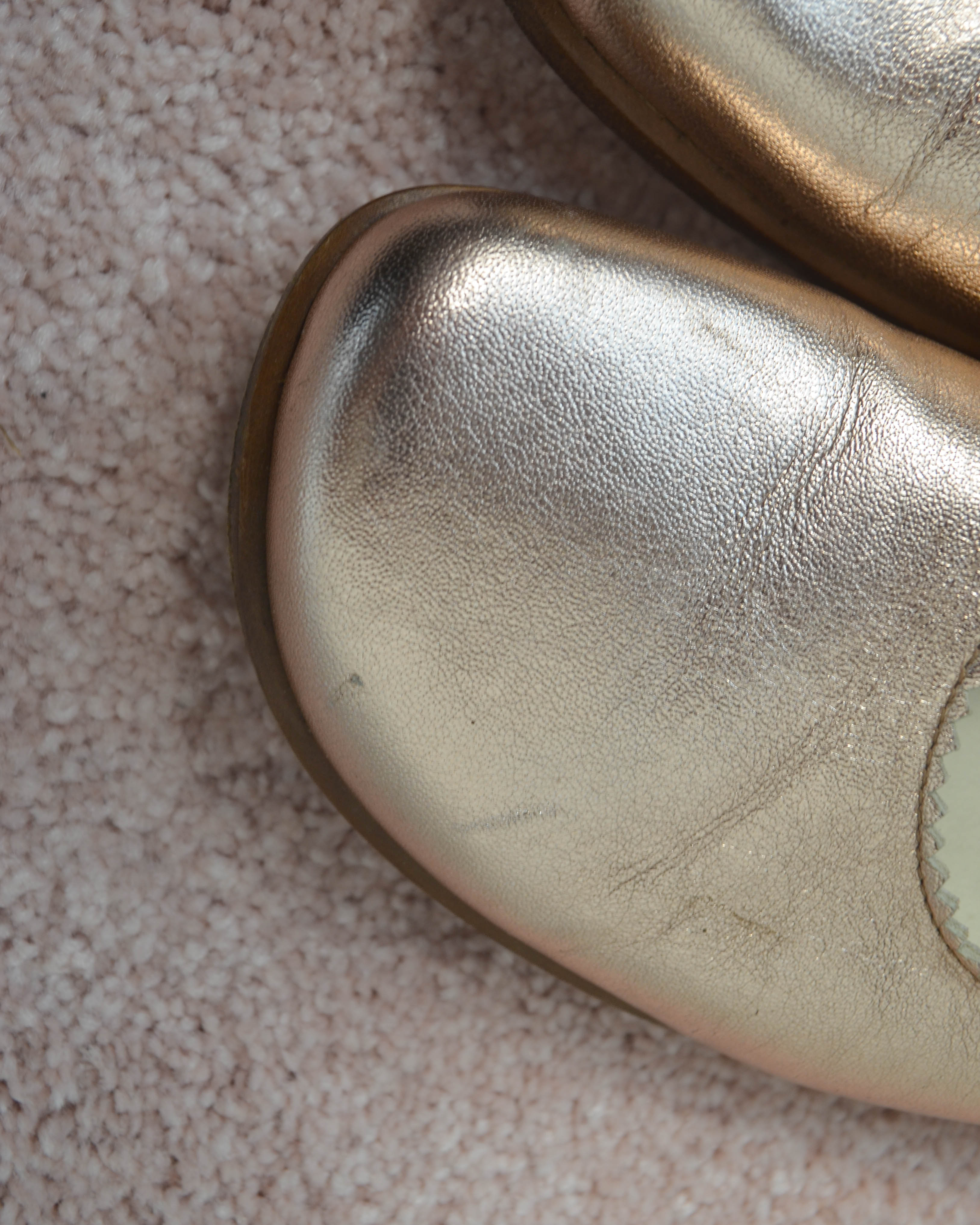 90s METALLIC LEATHER BALLET FLATS