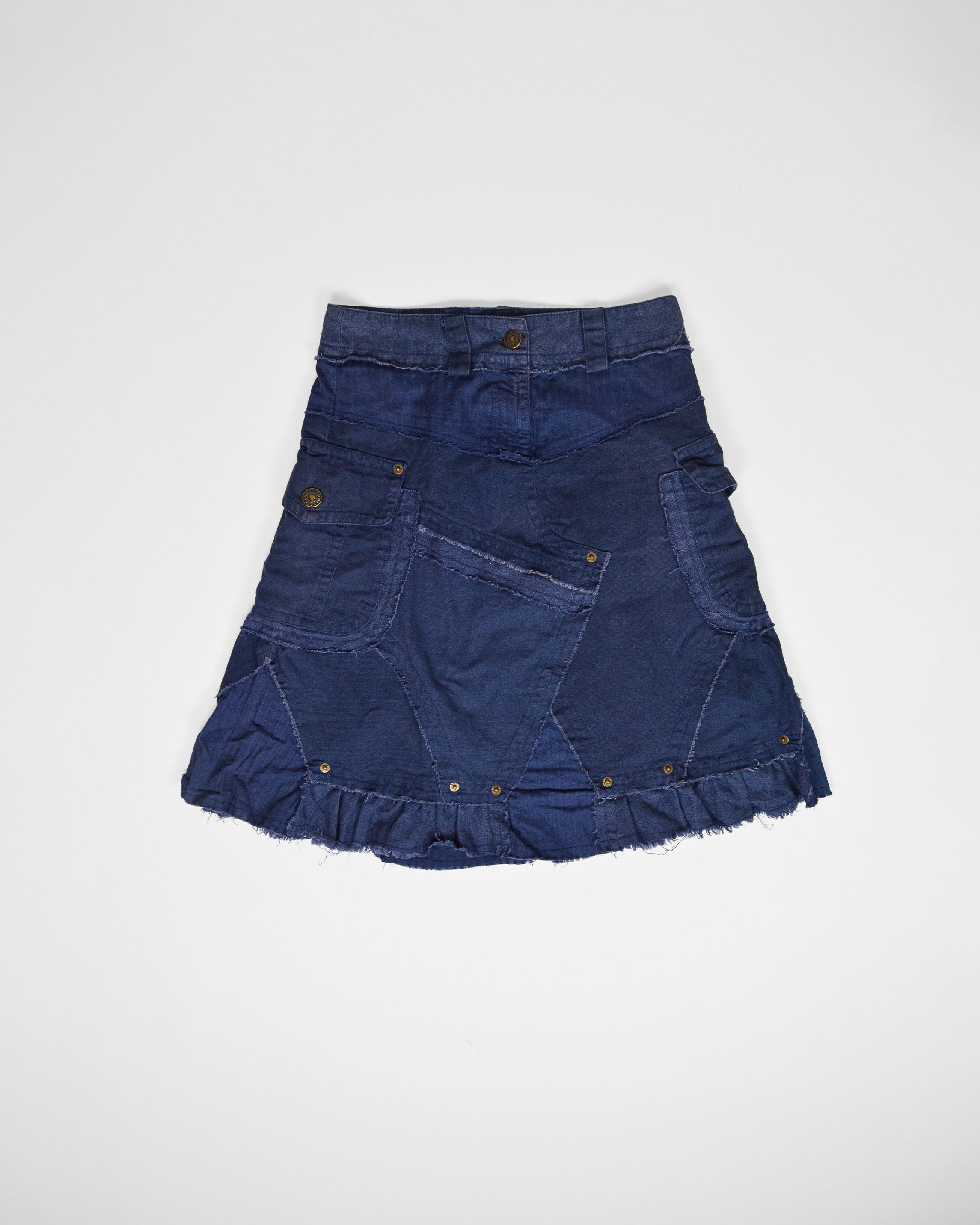 Y2K PATCHWORK A-LINE DENIM SKIRT