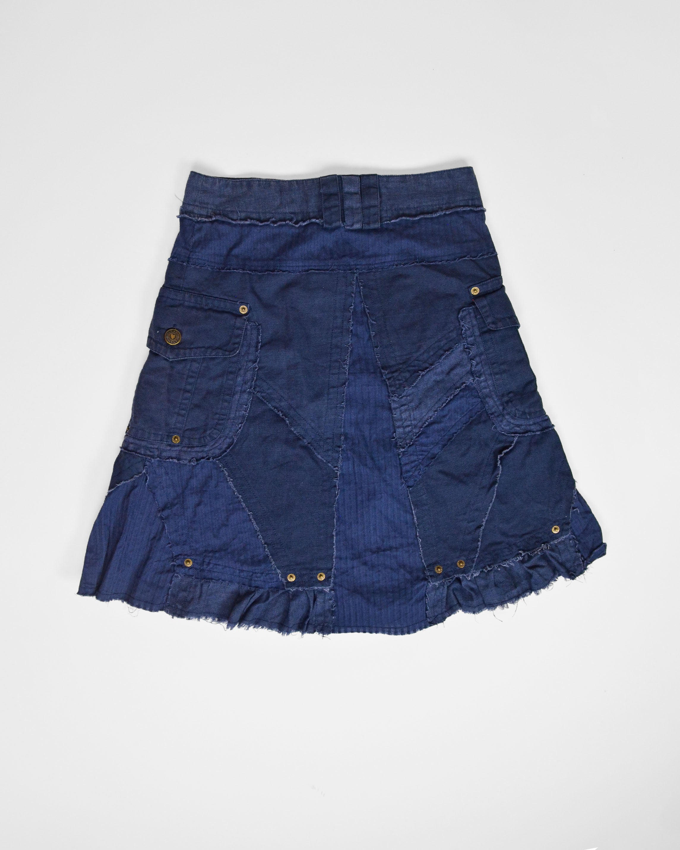 Y2K PATCHWORK A-LINE DENIM SKIRT