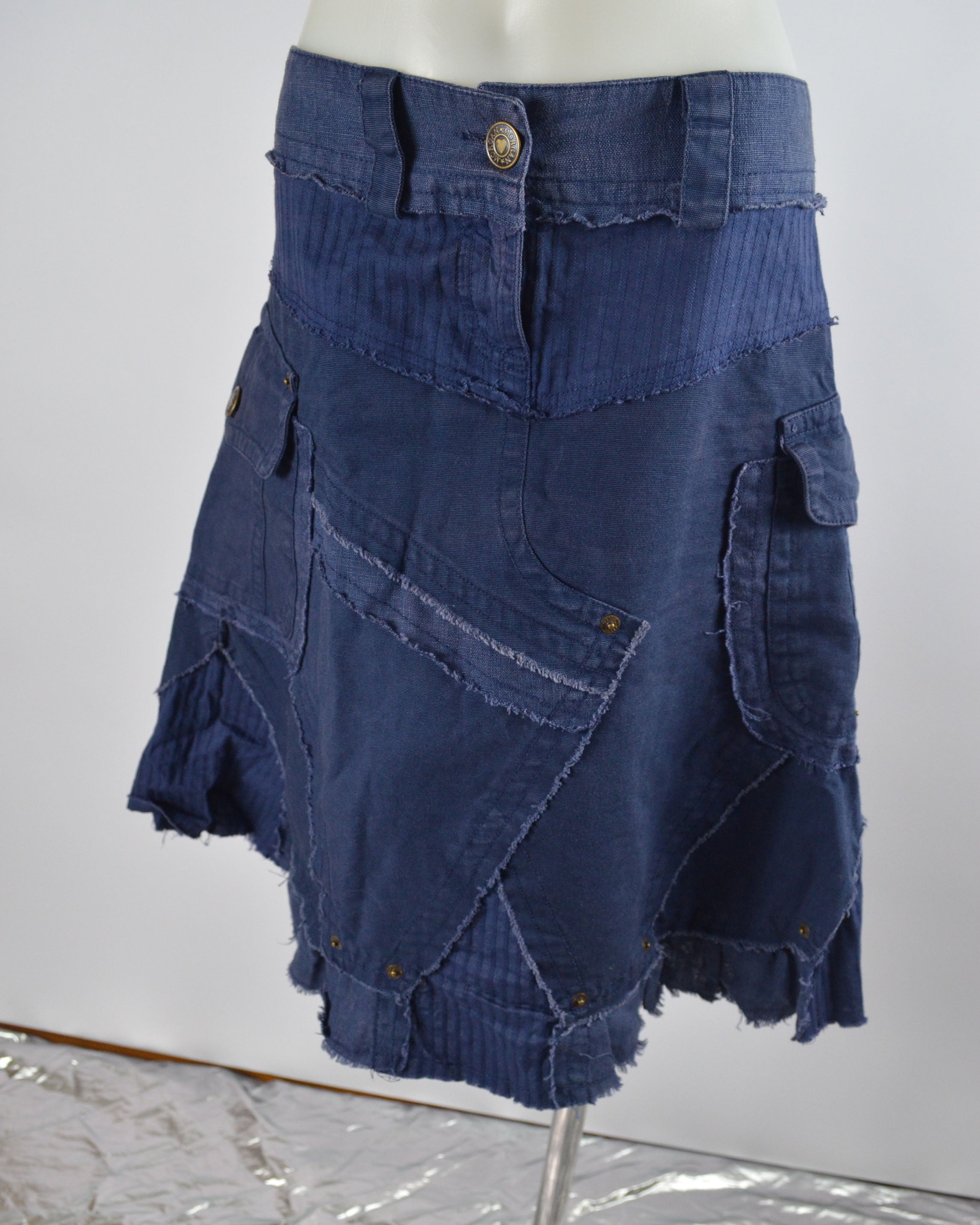 Y2K PATCHWORK A-LINE DENIM SKIRT